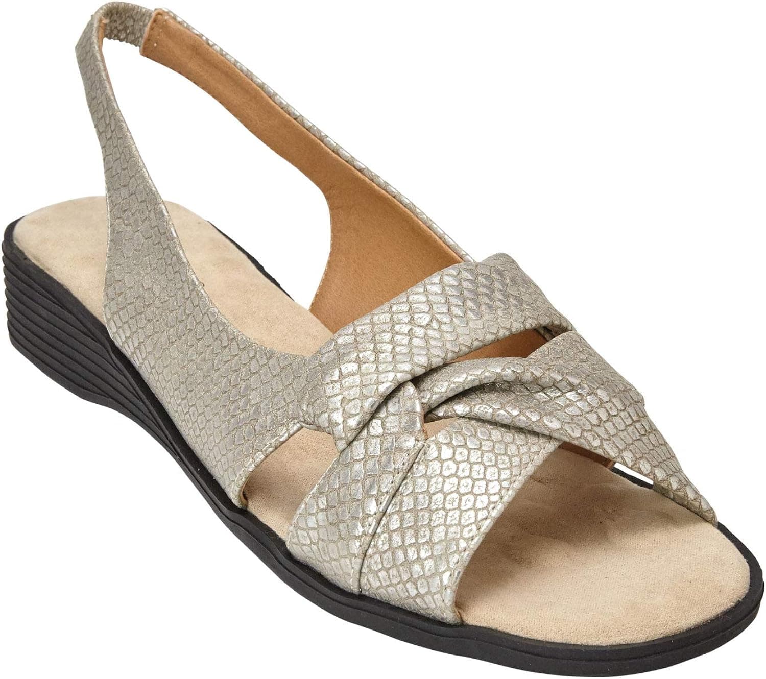 Comfortview Women's Wide Width The Pearl Sandal - 7 1/2 WW, Silver