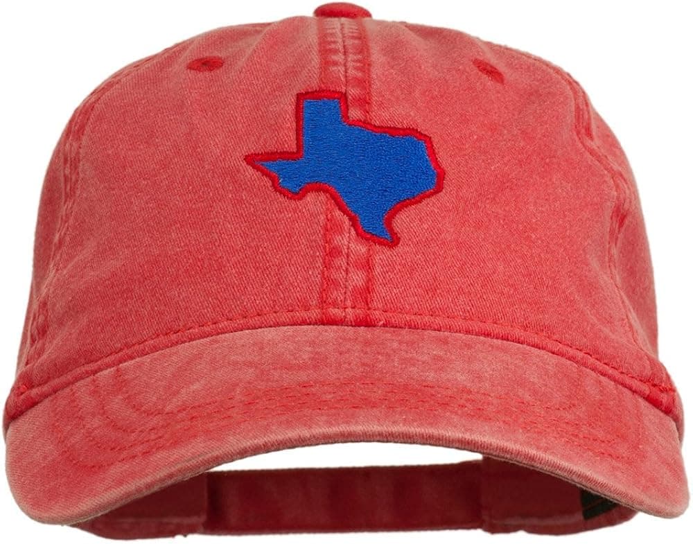 e4Hats.com Texas State Map Embroidered Washed Cotton Cap