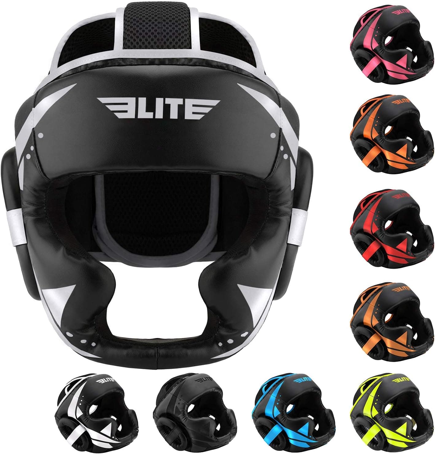 Boxing MMA Sparring Kickboxing Headgear for Men, Elite Sports Muay Thai Boxing Head Guard (Silver/Black)