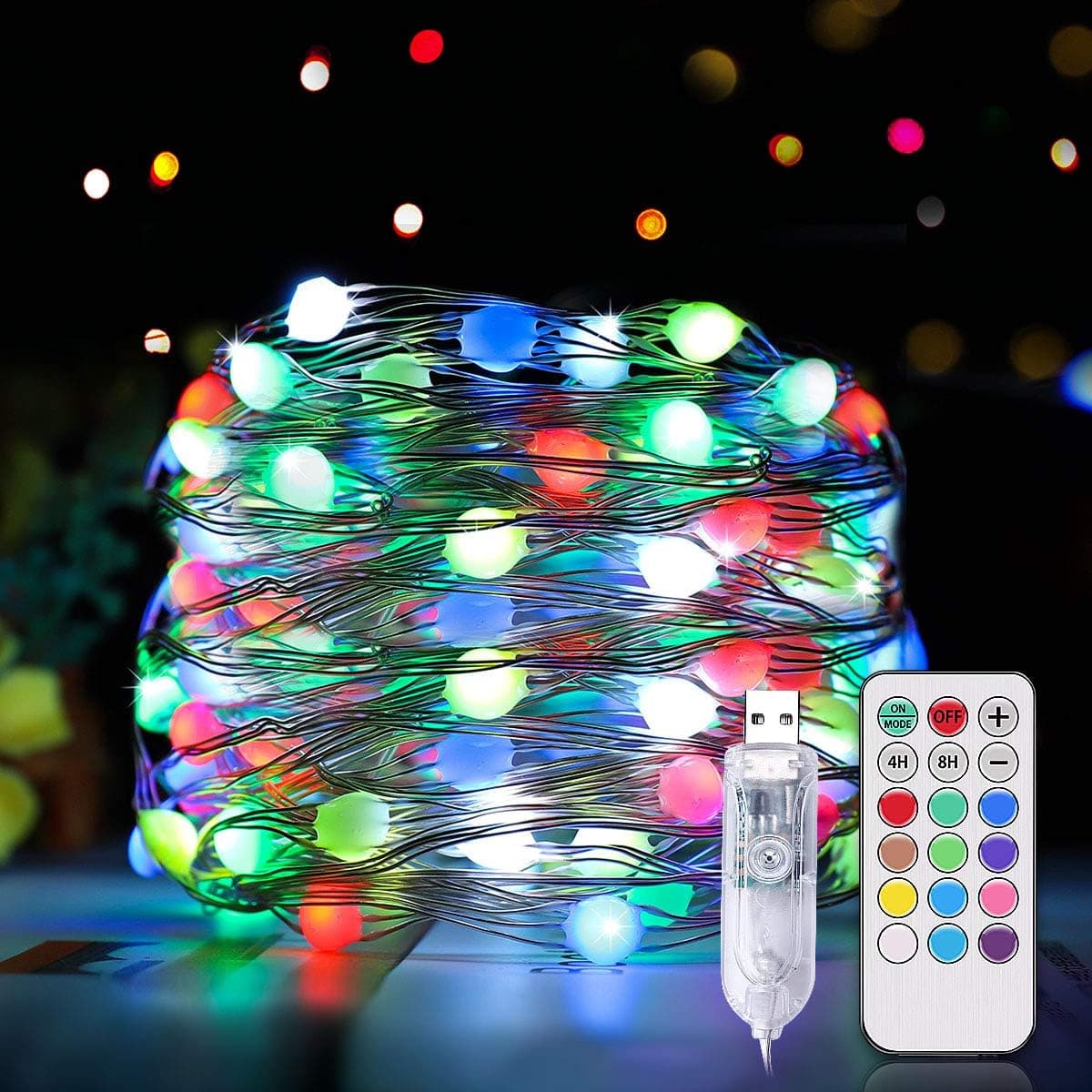 Fairy Lights, Led String Lights Decorative Lights for Bedroom 100 LED 33Ft Color Changing String Lights Plug in 12 Modes Fairy Lights with Remote for Bedroom Party Holiday Wedding Decoration
