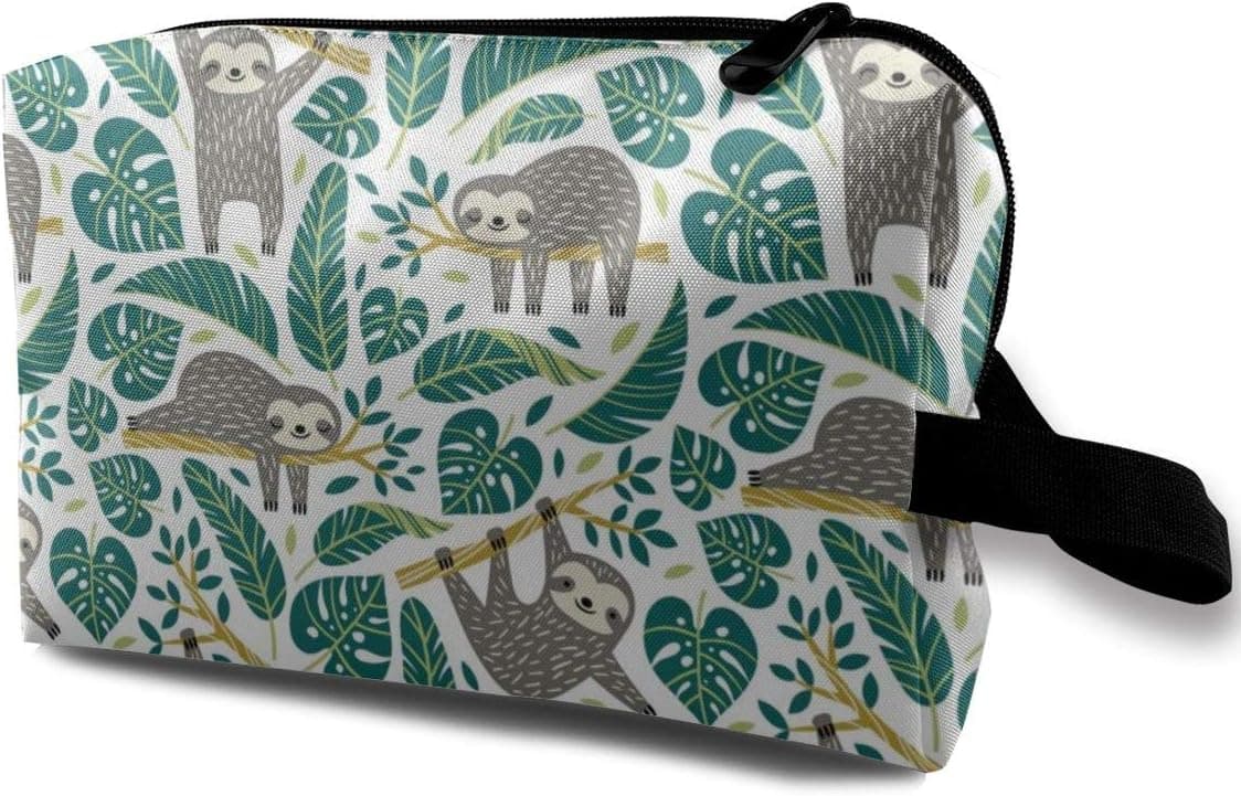 Travel Cosmetic Bag Sloth Forest Leaves Portable Multifunction Colorful Travel Toiletry Bags Makeup Bags Toiletry Kit For Men And Women