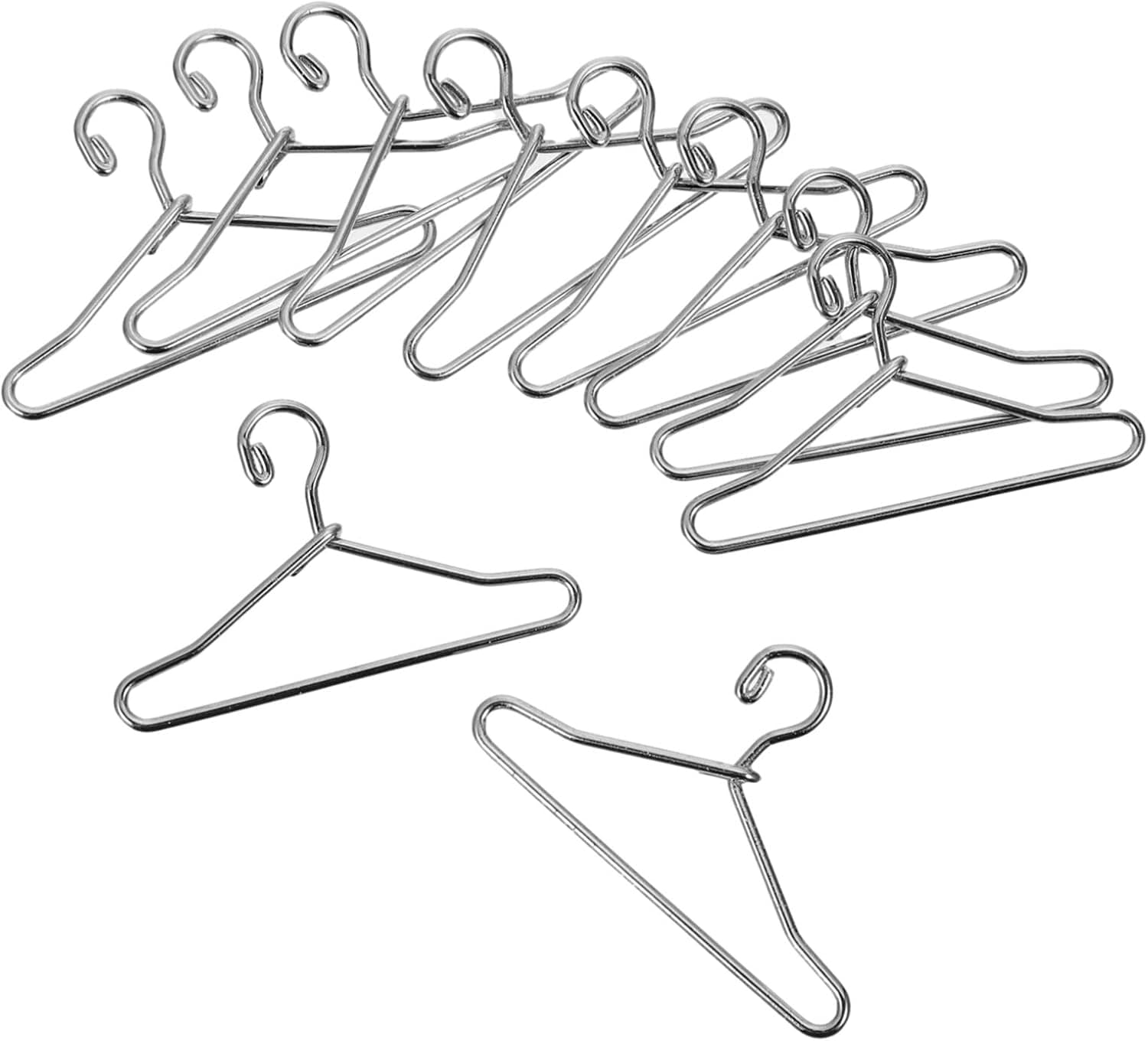 EXCEART 50PCS Mini Clothes Hangers Doll Clothes Hangers Set Metal Doll Dress Outfit Holders Wire Rack for Miniature Doll Miniature Gown Closets 40mm Silver