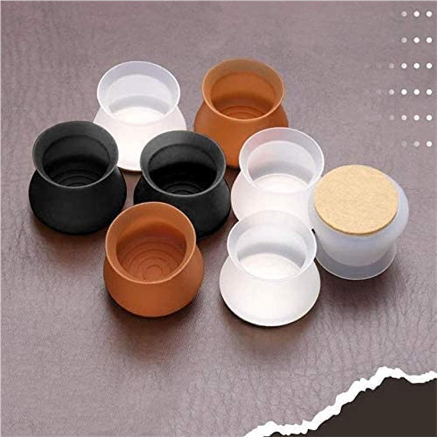 Felt Table and Chair Protective Cover, Silicone Chair Leg Protectors with Anti-Slip Felt Pads, Easy to Move Leg Covers, No Scratches & Noise, For Round Square Furniture Table Feet (4PCS, Transparent)