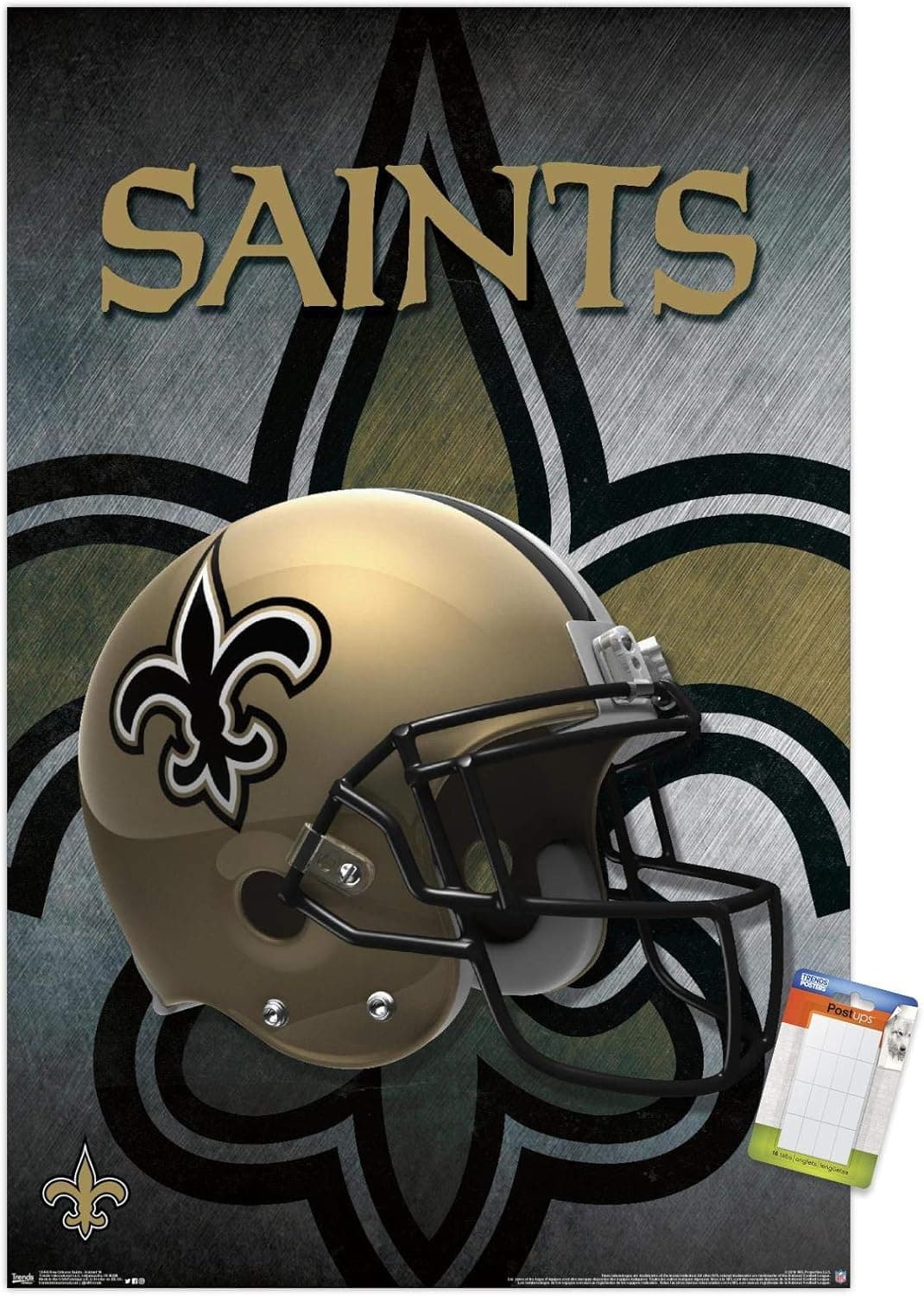 Trends International NFL New Orleans Saints - Helmet 16 Wall Poster, 22.375" x 34", Poster & Mount Bundle