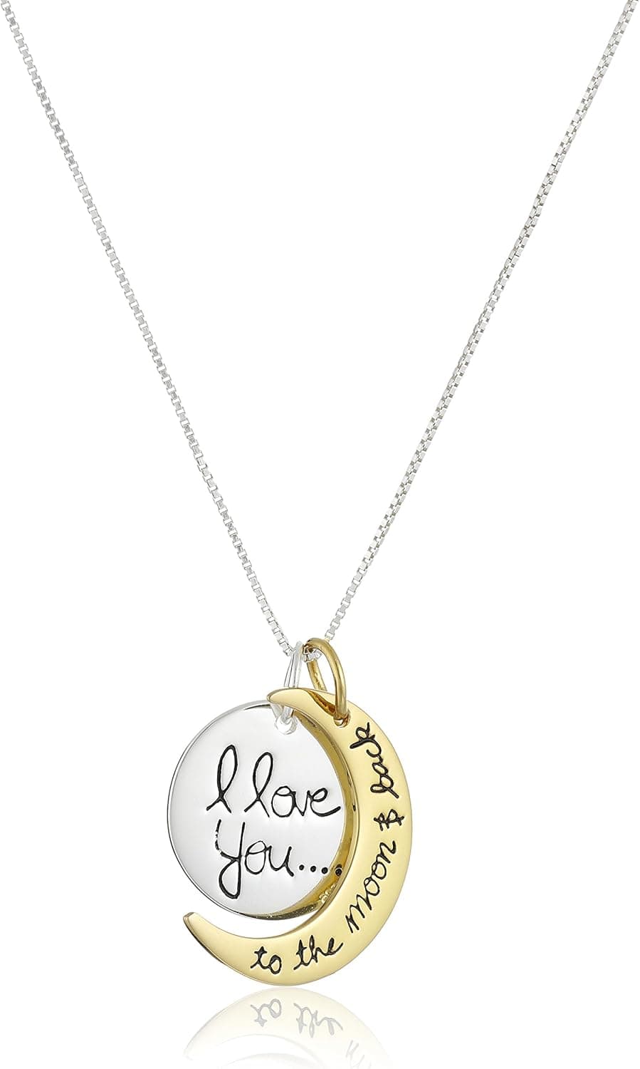 Amazon Collection Sterling Silver I love you to the moon & Back Pendant Necklace