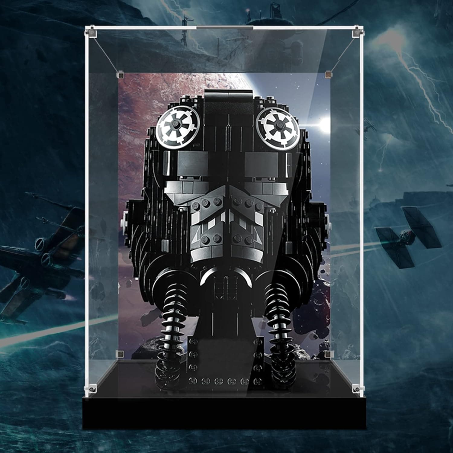 TIMSO Acrylic Display Case for Lego 75274 Series Construction Items, 3MM Thick Dustproof Transparent Acrylic Display Box for Lego 75274 Tie Fighter Helmet (Without Lego) (3MM)