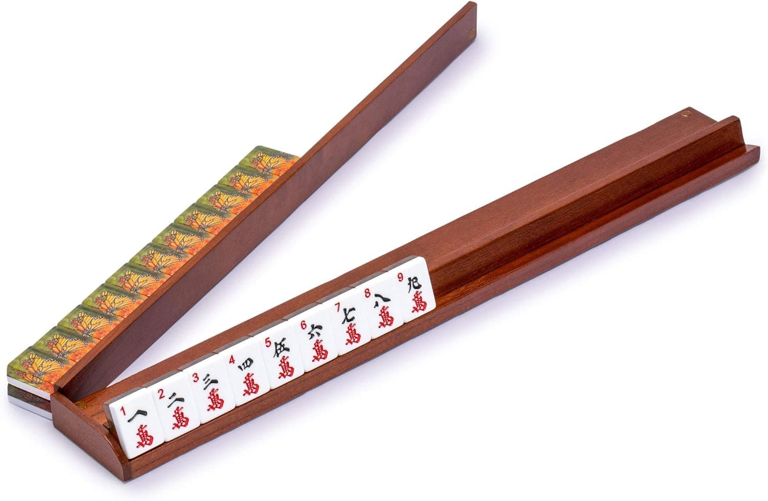 Yellow Mountain Imports Red Cedar Wooden Mahjong Game Racks with Pushers, 18 Inches - Set of 4 (Includes Magnetically Attached Mahjong Pushers)