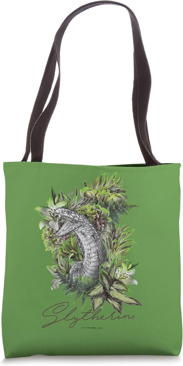 Harry Potter Slytherin Floral Snake Mascot Tote Bag