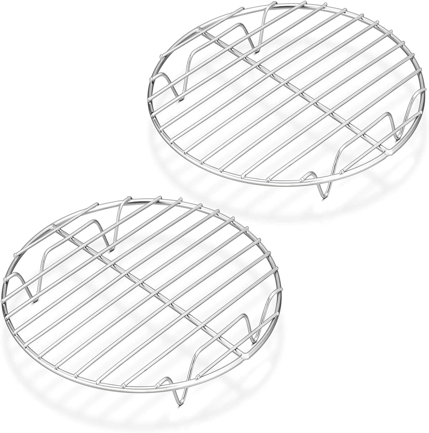 P&P CHEF 7½-Inch Round Rack for Cooking Steaming Cooling Drying Baking, Fit Air Fryer Stockpot Pressure Cooker, Stainless Steel Made, 2 PACK - Oven & Dishwasher Safe