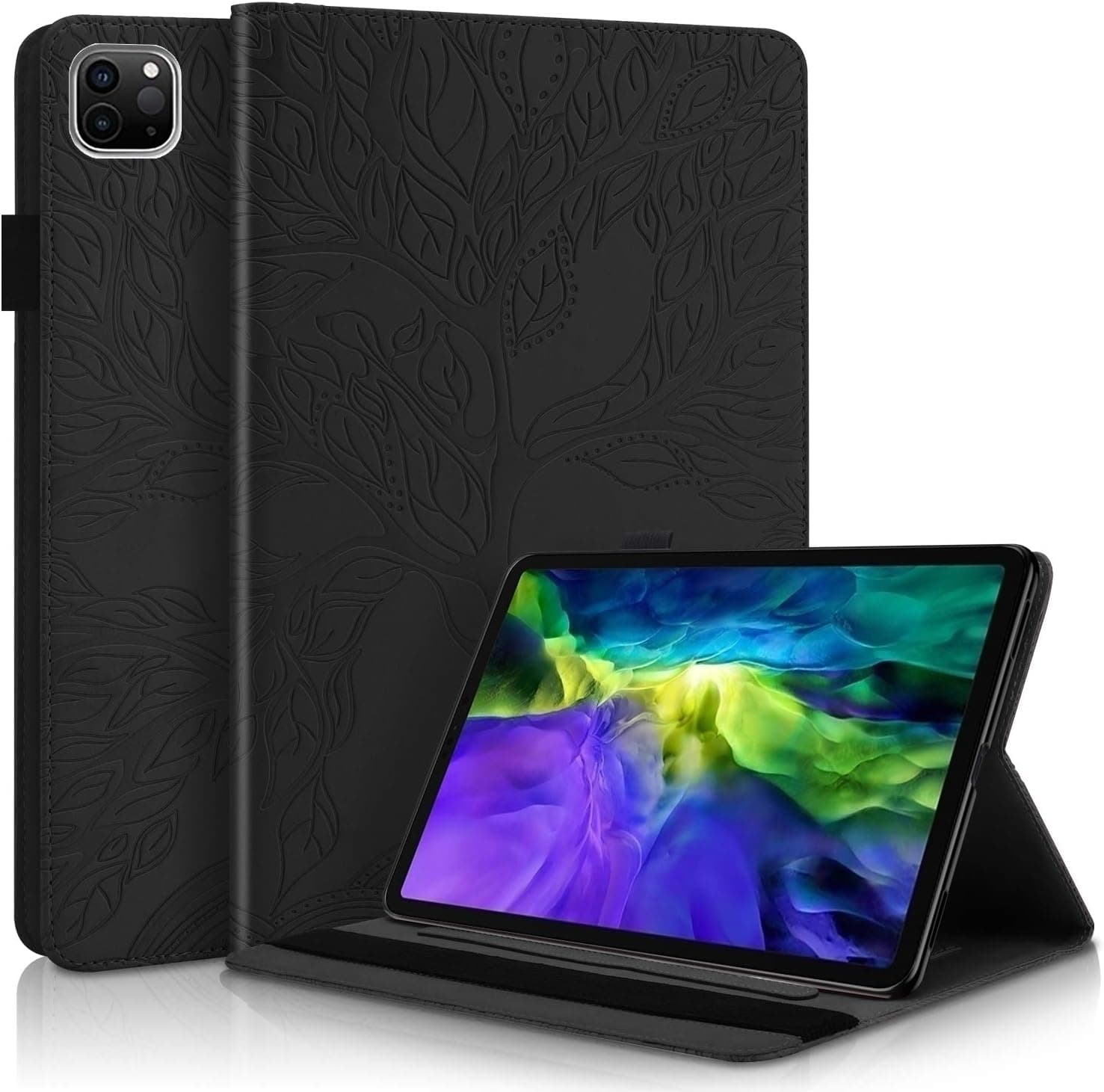 Pefcase iPad Air 4 10.9'' 2020 Case, iPad 11'' Pro 2020&2018 Cover with Pencil Holder Flip Folio Stand Case Shell for iPad Air 4th Generation/iPad 11" Pro 2nd &1st Gen - Black
