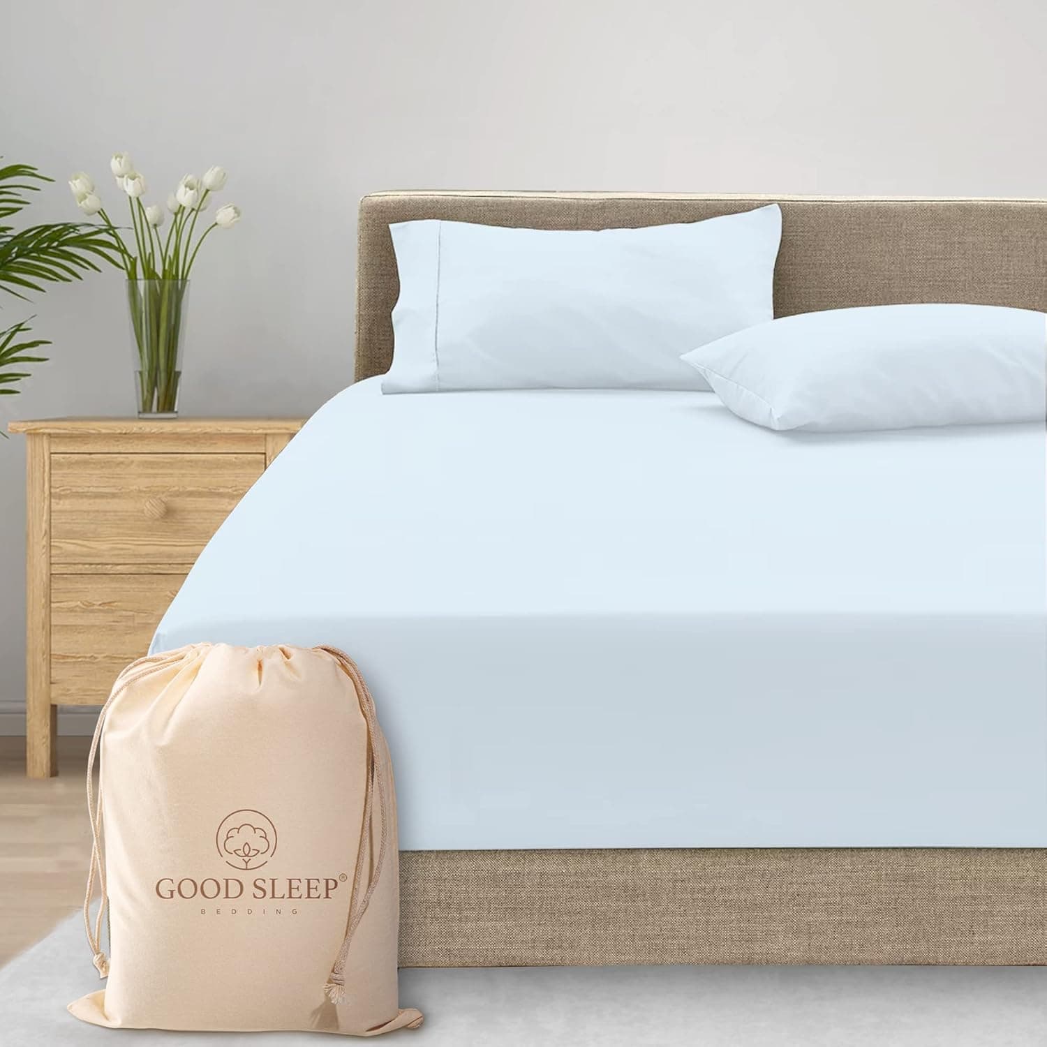 800 TC Light Blue Cal King Fitted Sheet Only Deep Pocket, Egyptian Cotton Cal King Fitted Sheet Only, Soft Fitted Sheet, Luxury Egyptian Cotton Fitted Sheet, 16” Deep Pocket Cal King Fitted Sheet Only