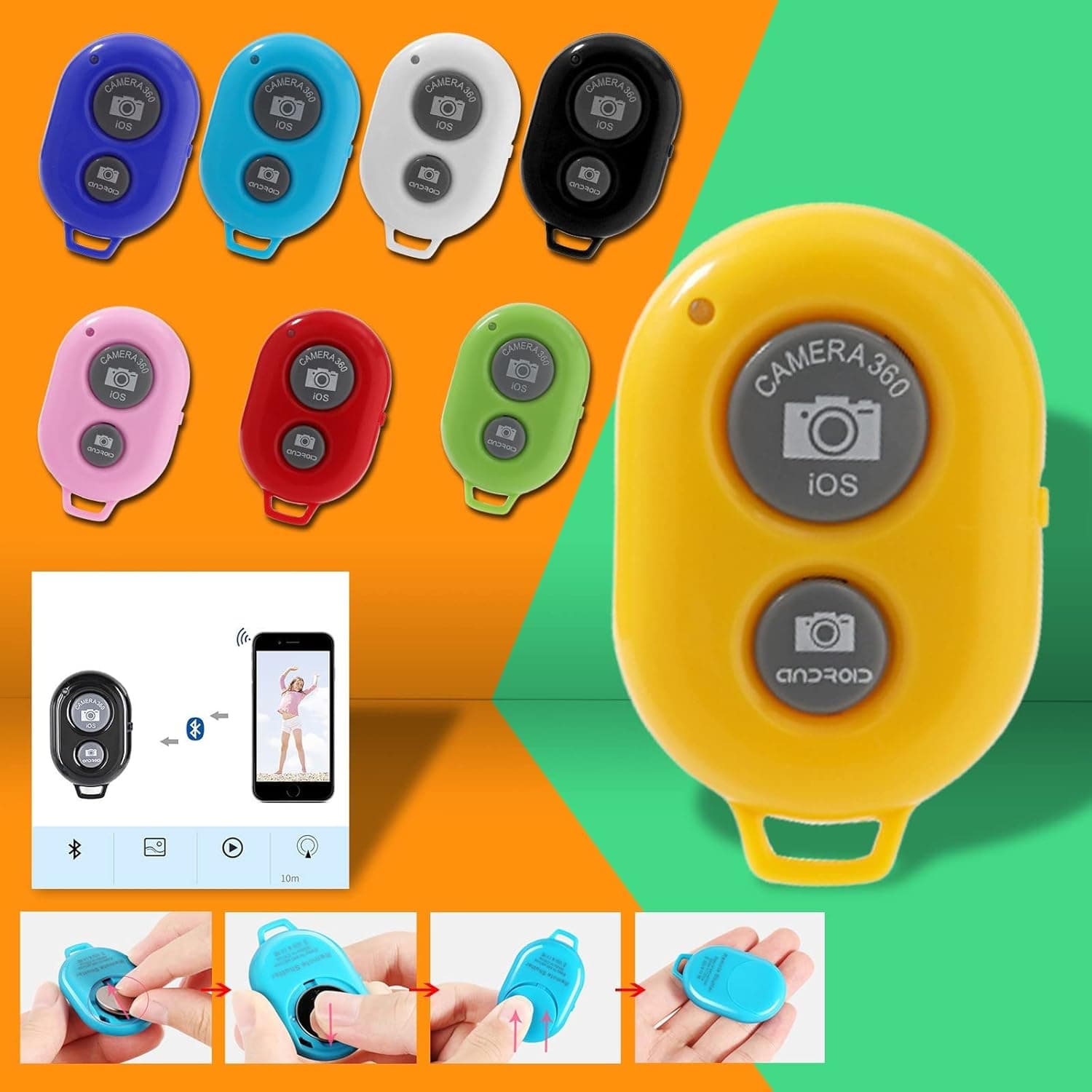 1PC Camera Remote Control Clicker Wireless Camera Remote Shutter for Photos Videos Camera Shutter Compatible with iPhone and Android Phones (Black)
