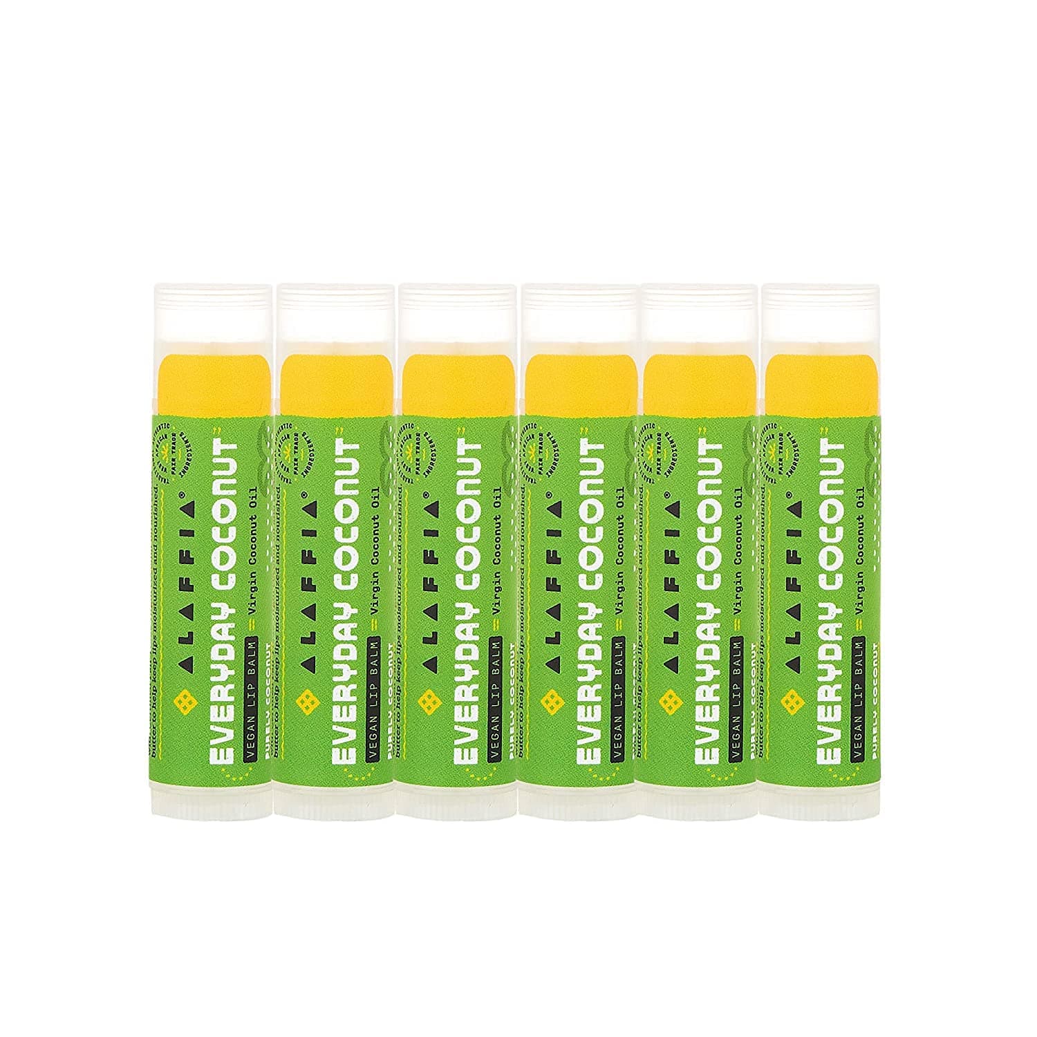 Alaffia Everyday Coconut Lip Balm, Purely Coconut, Pack of 6