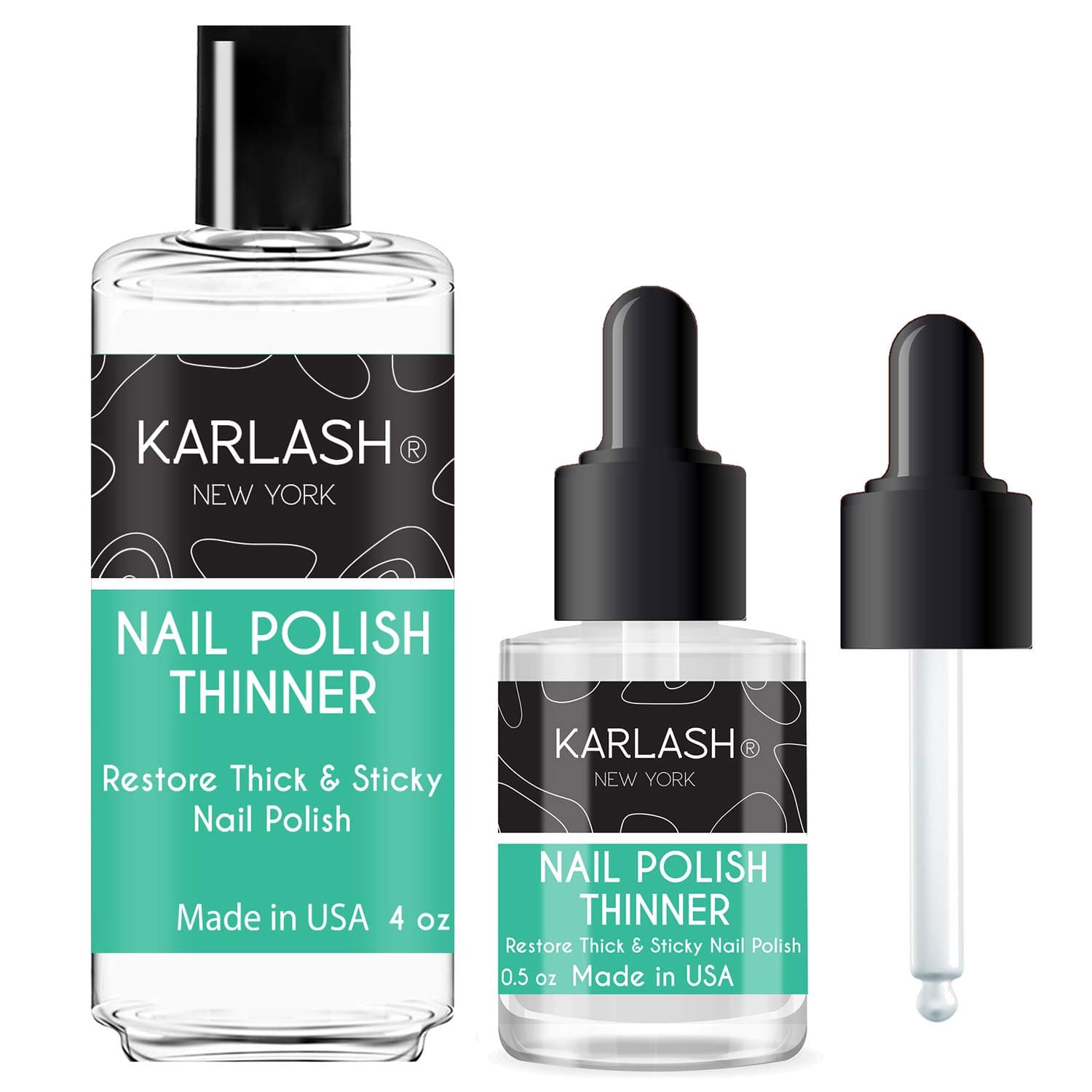 Karlash Professional Nail Polish Thinner 0.5 oz - Restore thick and sticky nail polish (Refill 4 oz & 0.5 oz Kit)
