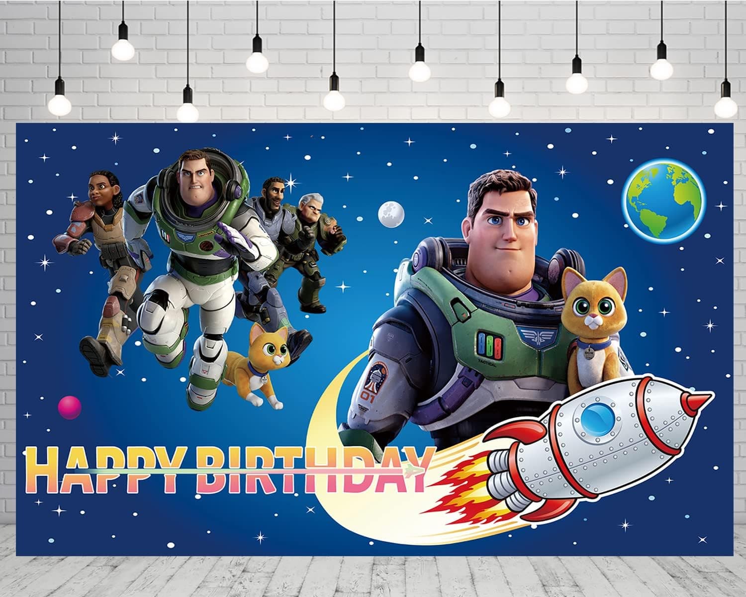 Buzz Lightyear Backdrop for Birthday Party Decorations Supplies, Buzz Lightyear Banner for Birthday Party Cake Table Decorations, Photo Studio Background, 5x3ft