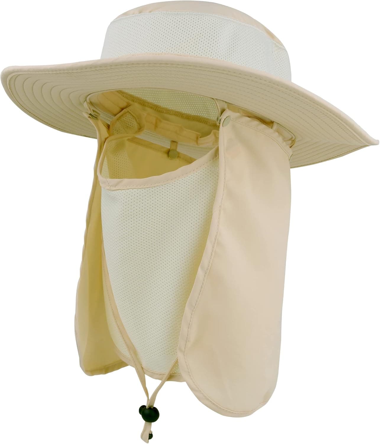 Outdoor Sun Hat UPF 50 Protection Waterproof Fishing hat Face Cover Summer Neck Flap Hat Light Khaki