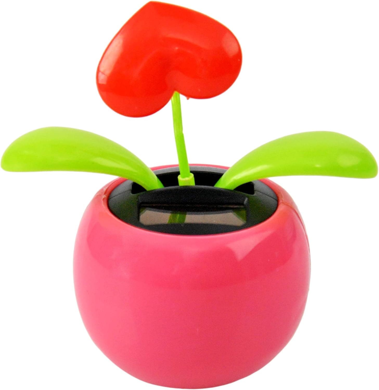 Home-X Heart Flower Solar Dancer Figure, Solar-Powered Dancing Office Desk Decor, Windowsill or Car Dashboard Decoration