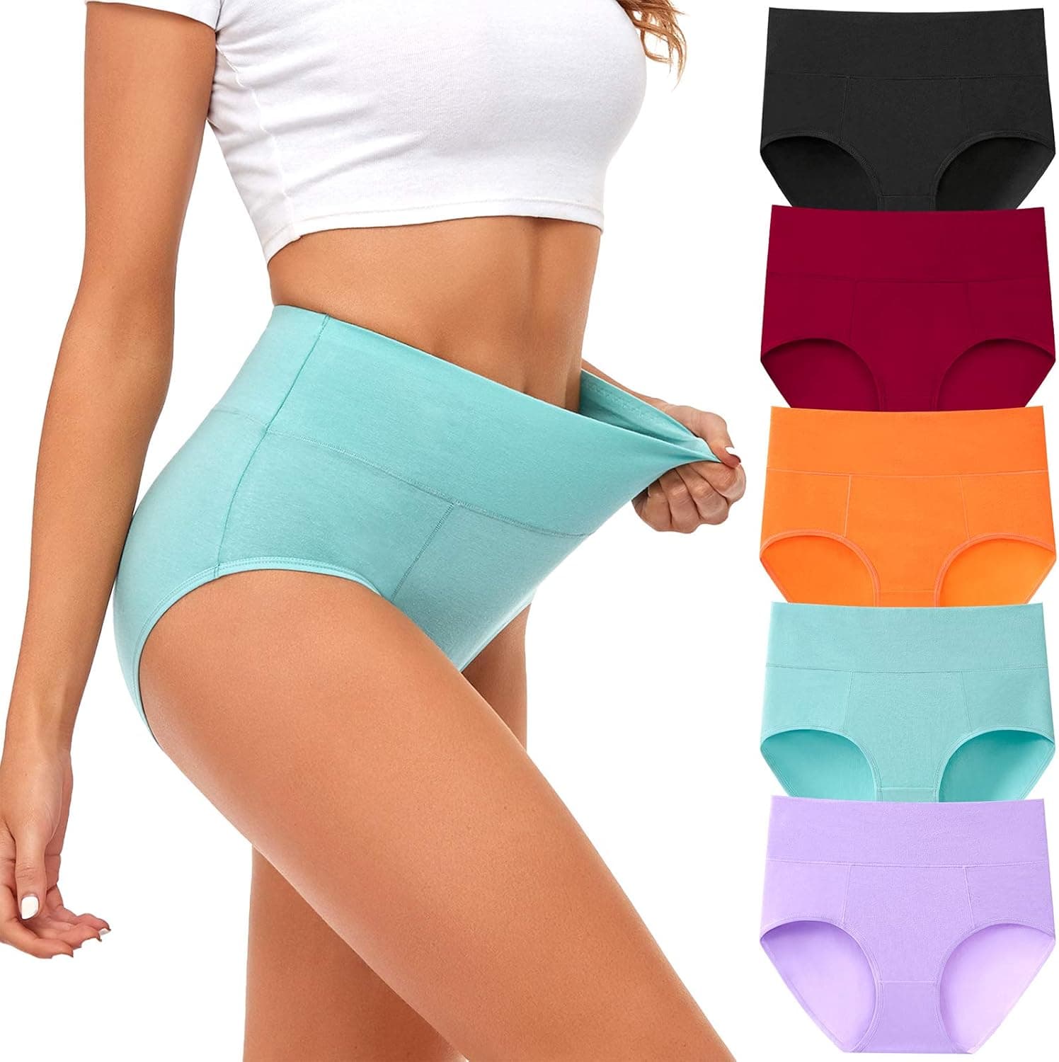 ASIMOON Womens Underwear, Cotton Underwear No Muffin Top Full Briefs Soft Stretch Breathable Ladies Panties for Women