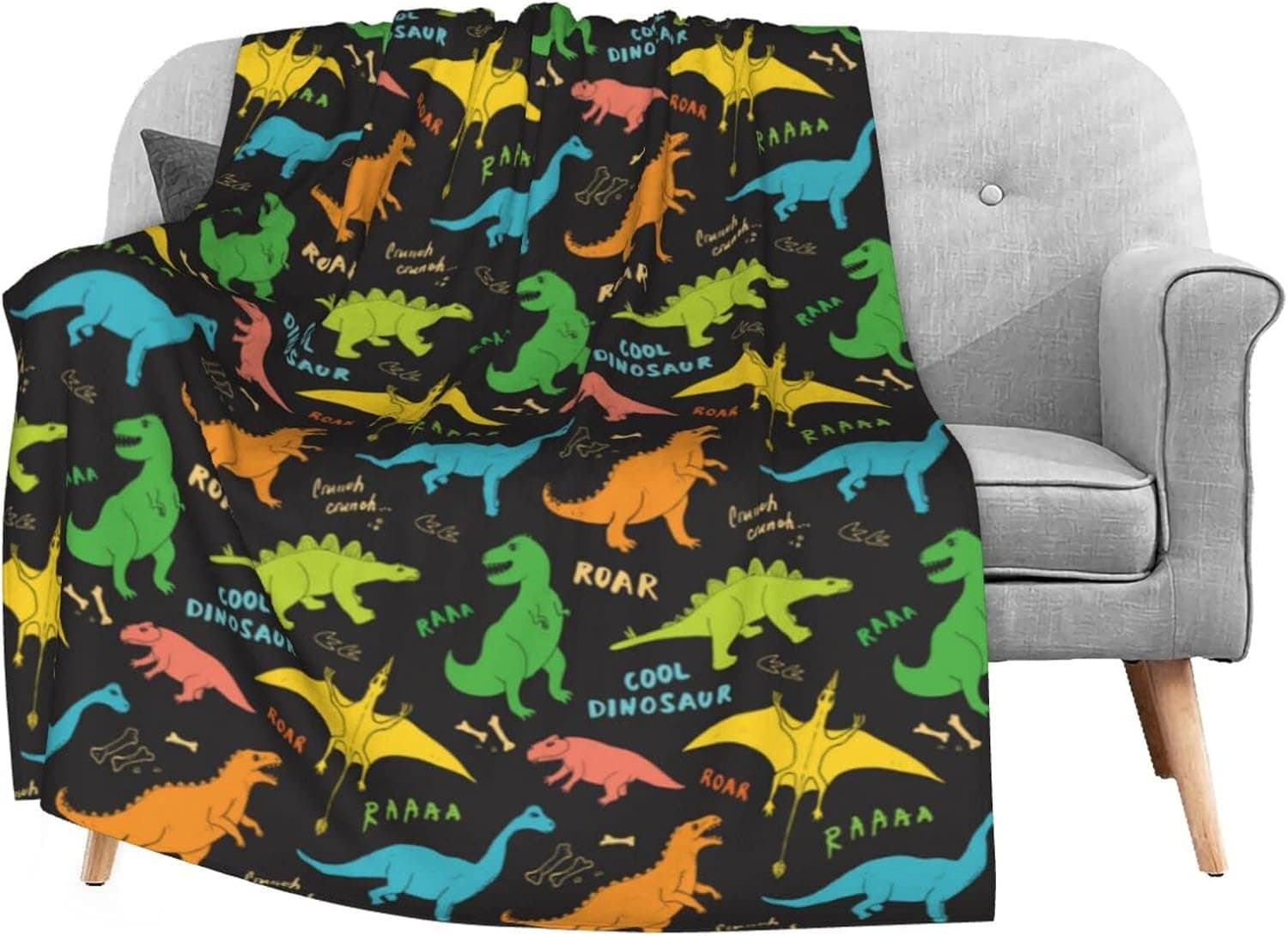 FeHuew Cute Cartoon Dinosaurs Soft Throw Blanket 40x50 inch Lightweight Flannel Fleece Blanket for Couch Bed Sofa Travelling Camping for Kids Adults