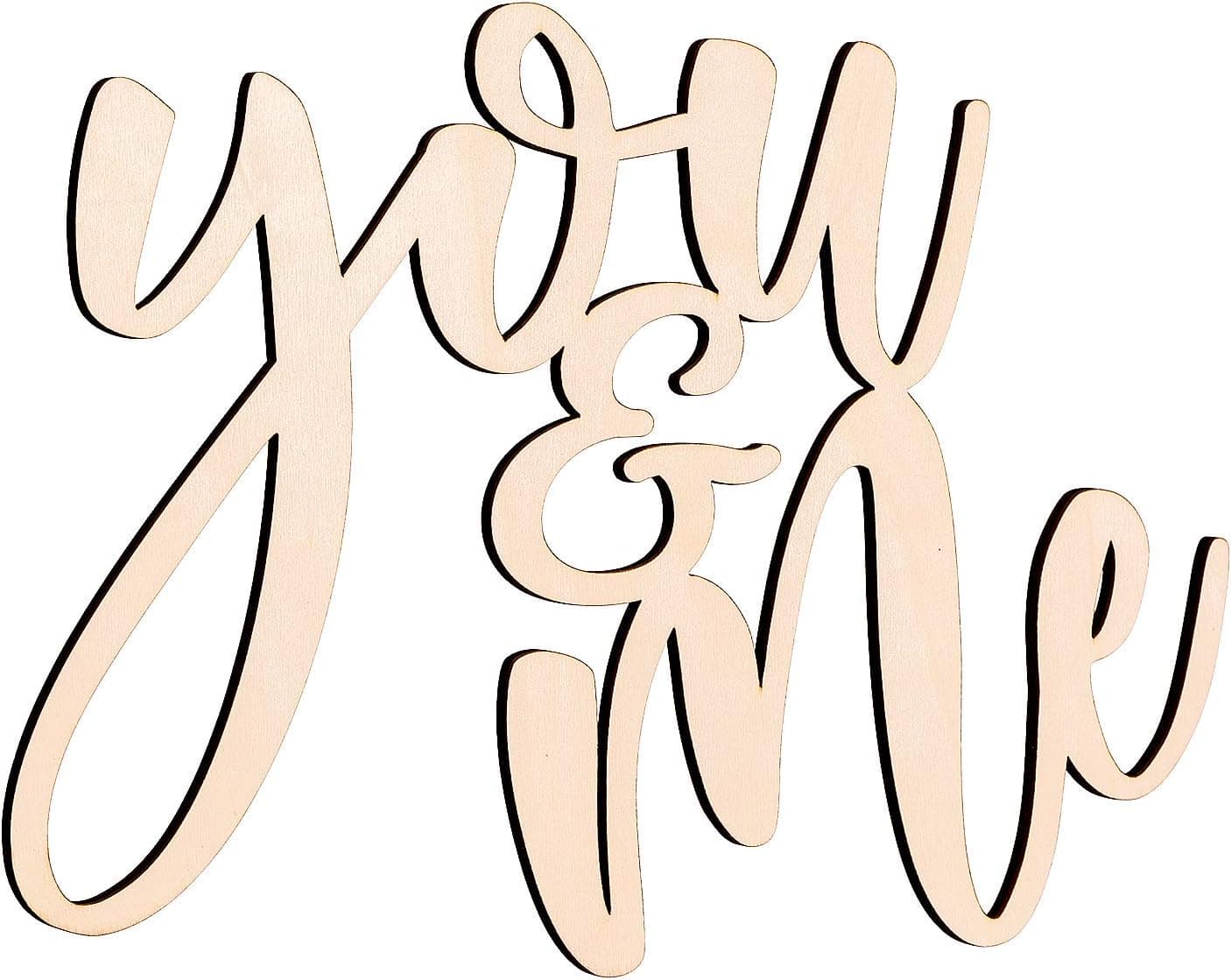 PARBEE You & Me Wood Sign Wall Art Decor, Farmhouse Wood Word Cutouts for Valentine's Day Home Bedroom Decoration, Anniversary, Wedding and Couples Gifts