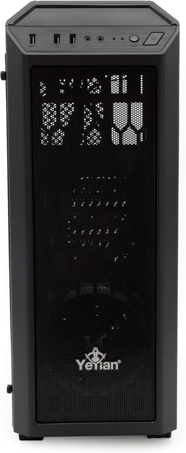 YEYIAN Blade 2101 Gaming PC Case, Acrylic Mid Tower ATX/Micro ATX, 1 RGB LED Fans, SPCC Chassis, Metal Mesh Air Flow, 3 USB/Audio Ports, 16.33"x7.08"x18.85", ROHS CE Certified, Black