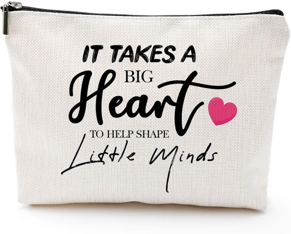 Teacher Appreciation Gifts,Thank You Mom Gifts, Aunt,Grandma,Boss Appreciation Gift-It Takes A Big Heart to Help Shape Little Minds- Makeup Travel Case,Makeup Bag Gifts