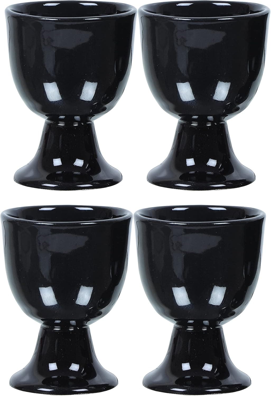 Soft Boiled Egg Holder | Ceramic Egg Cup Set | Ceramic Egg Holder Pottery Housewarming Gift set of 4 (Black)