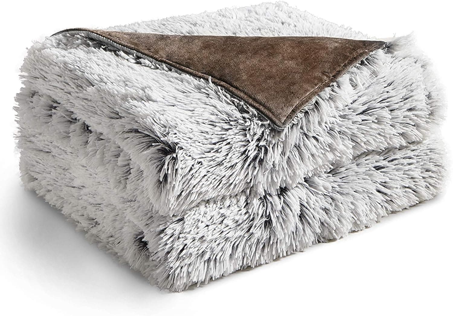 YnM Fluffy Warm Weighted Blanket (Brown, 50''x60'' 10lbs), Luxury Faux Fur Weighted Blanket Throw, Cosy & Relaxing Blanket, Home Decor Piece