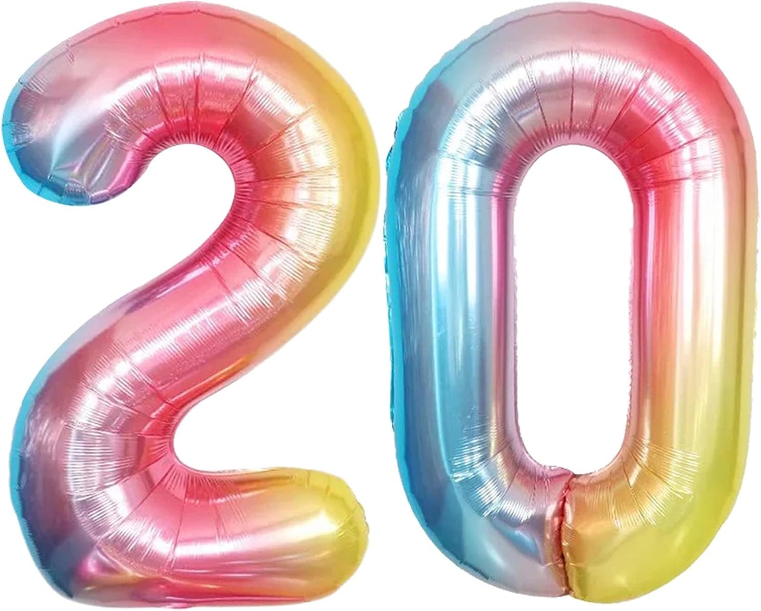 Large Rainbow 20 Balloon Number Set - 40 Inch | Colorful 20 Birthday Balloons for 20 Birthday Decorations for Women | Tie Dye 20 Number Balloon for 20 Birthday Decorations for Girls | 20 Year Old Girl