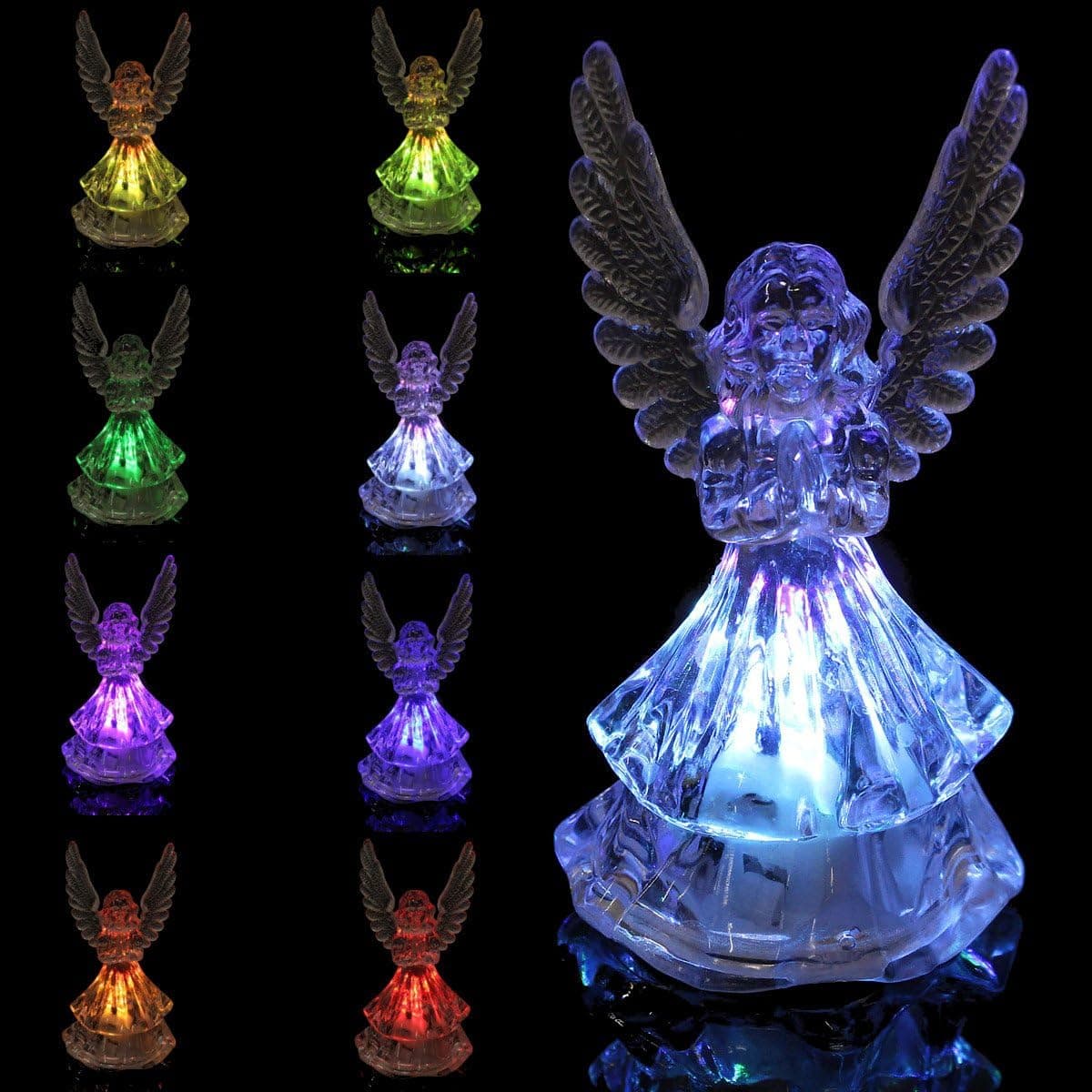 Decorative Lights - Changing Color Acrylic Color Icy Crystal Angel Led Light Lamp Home Decoration - Color Changing Angel Lamp That Plugs In - Night Led Nightlight - 1PCs