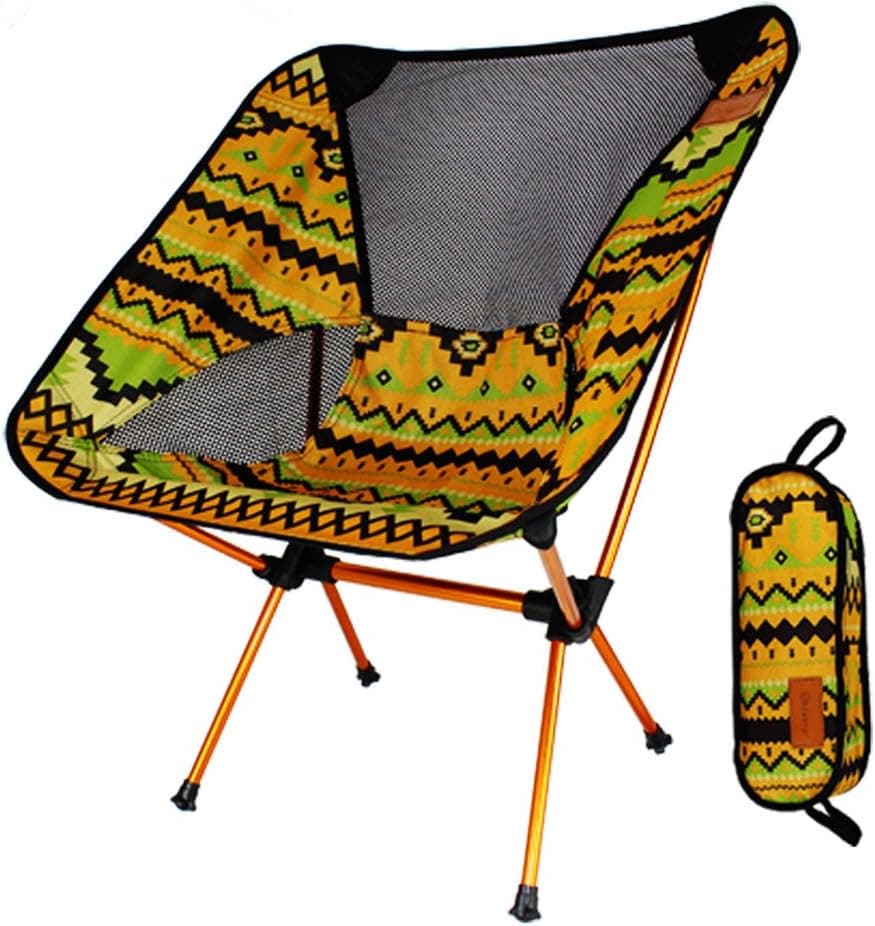 Portable Beach Chair Outdoor Folding Chair Portable Moon Chair Compact Ultralight Folding Camping Chairs Lightweight Heavy Duty Outdoor Chair for Travel Fishing Picnic Leisure Supports 330 lb (yellow)