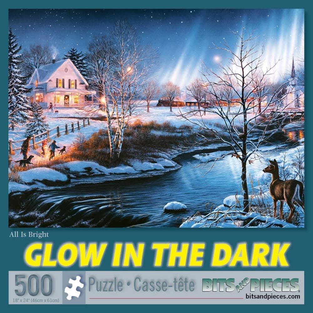 Bits and Pieces - 500 Piece Glow in The Dark Jigsaw Puzzle for Adults - All is Bright - 500 pc Jigsaws by Artist James Meger