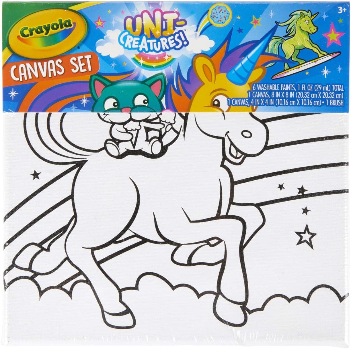 Crayola Unicorn Canvas Paint Set, Gift for Kids, Ages 3, 4, 5, 6, Multi-colored, One Size