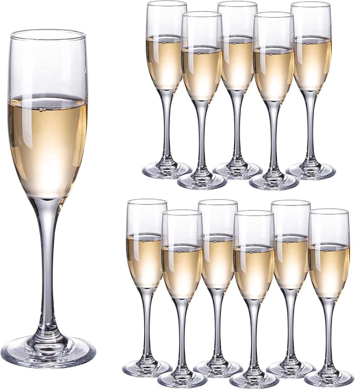 SUNNOW Vastto 6 Ounce Classic Champagne Flute Glass,for Wedding and Party,Set of 12
