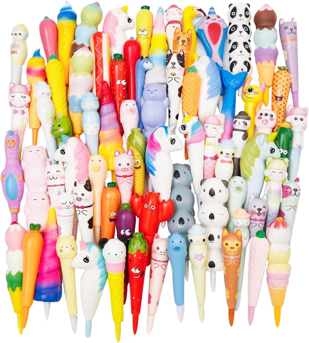Anboor Random Pens Grip Set Squishies Soft Slow Rising Scented Kawaii Pencil Topper Squishies Pen Holders Stress Relief Kids Toys (3 Pcs)