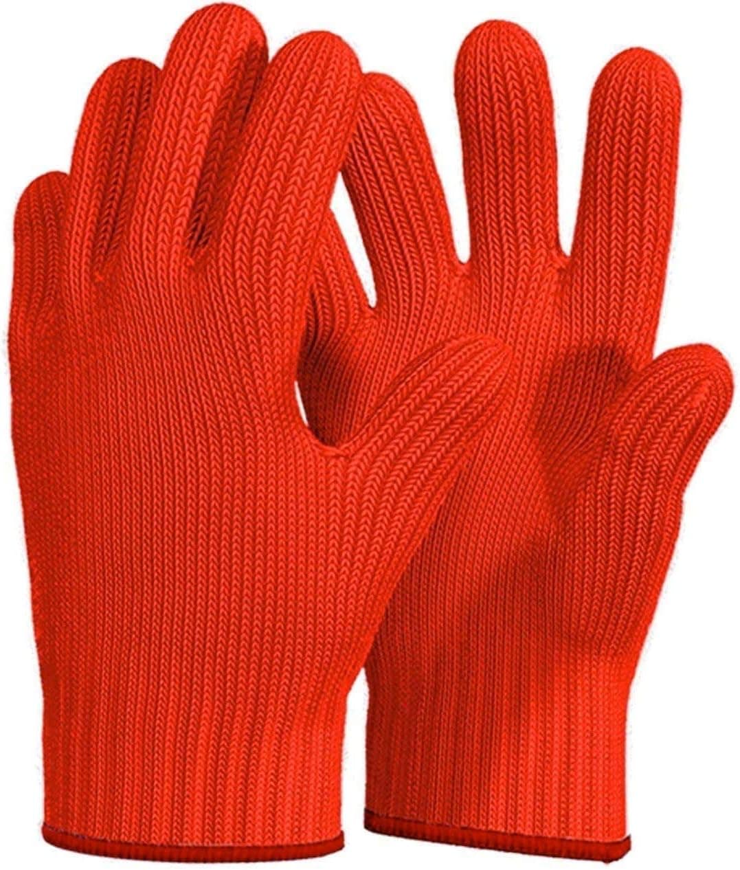 Killer's Instinct Outdoors 1 Pair Heat Resistant Gloves Oven Gloves Heat Resistant with Fingers Red Oven Mitts Kitchen Pot Holders Cotton Gloves Red Kitchen Gloves Double Oven Mitt Set (2 pcs)