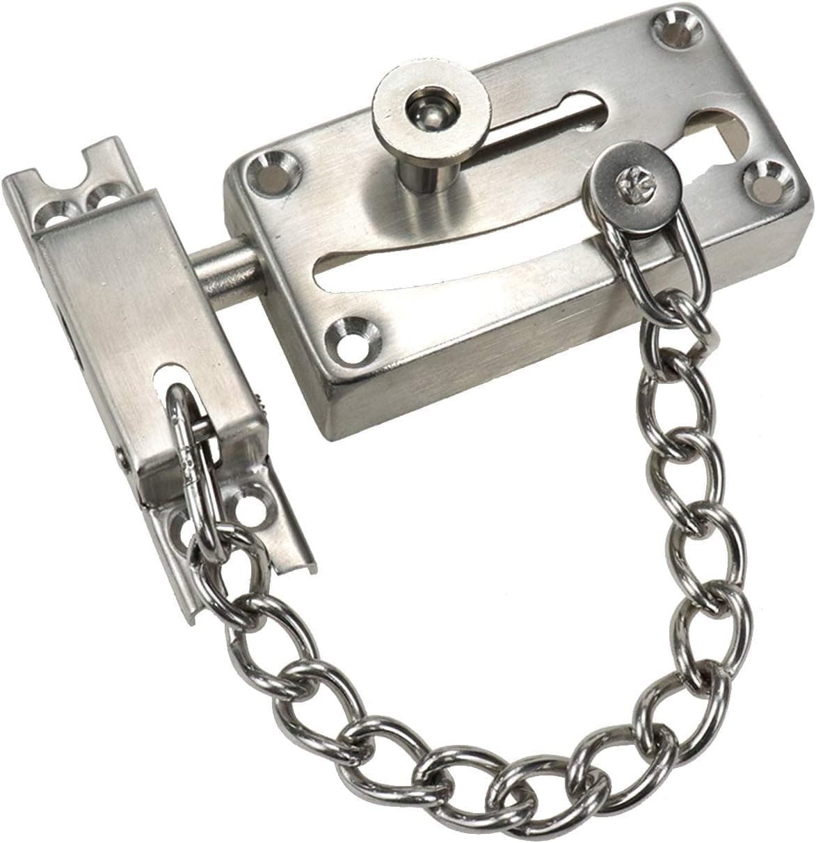Autoly Stainless Steel Door Chain Lock for Home Double Security Slide Bolt Chain Gate Latch Lock Hardware with Screws (1Pack)