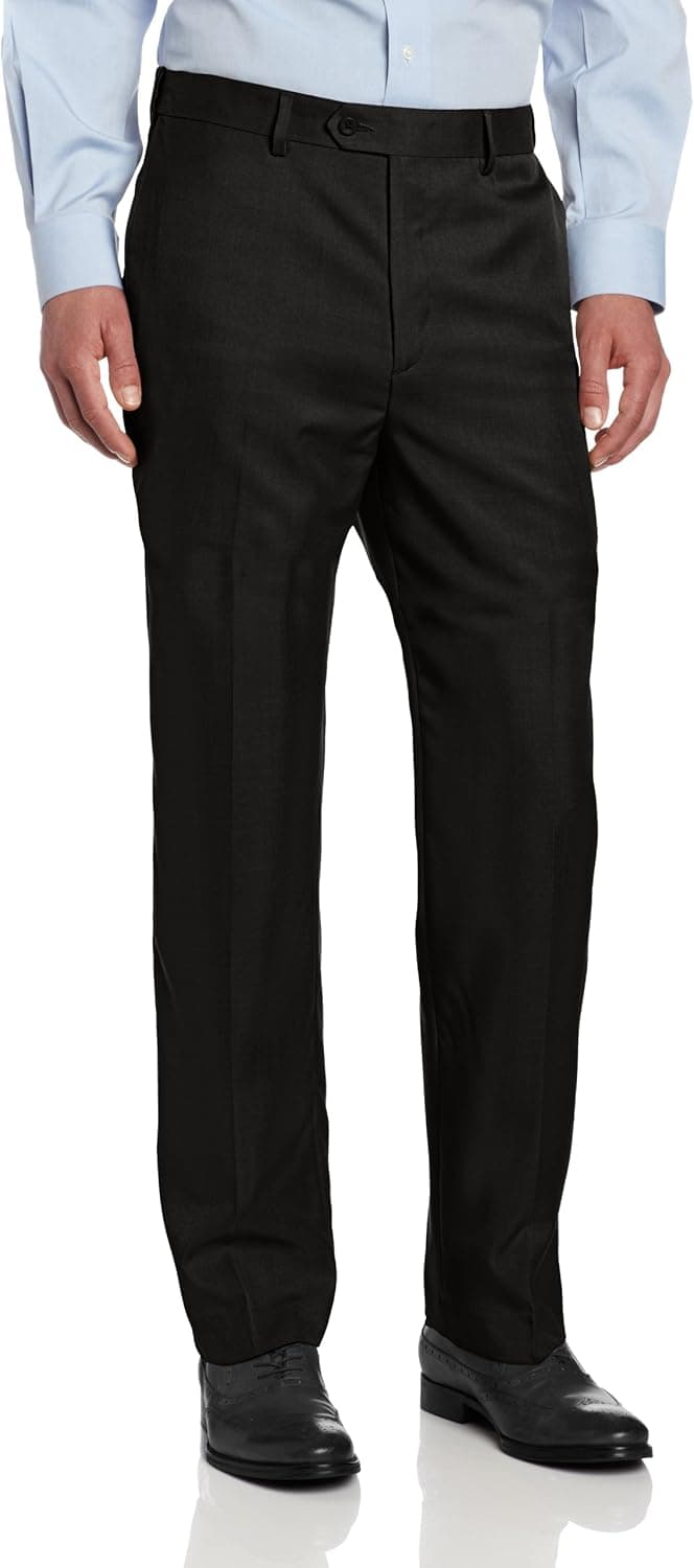 Savane Men's Flat Front Select Edition Crosshatch Dress Pant
