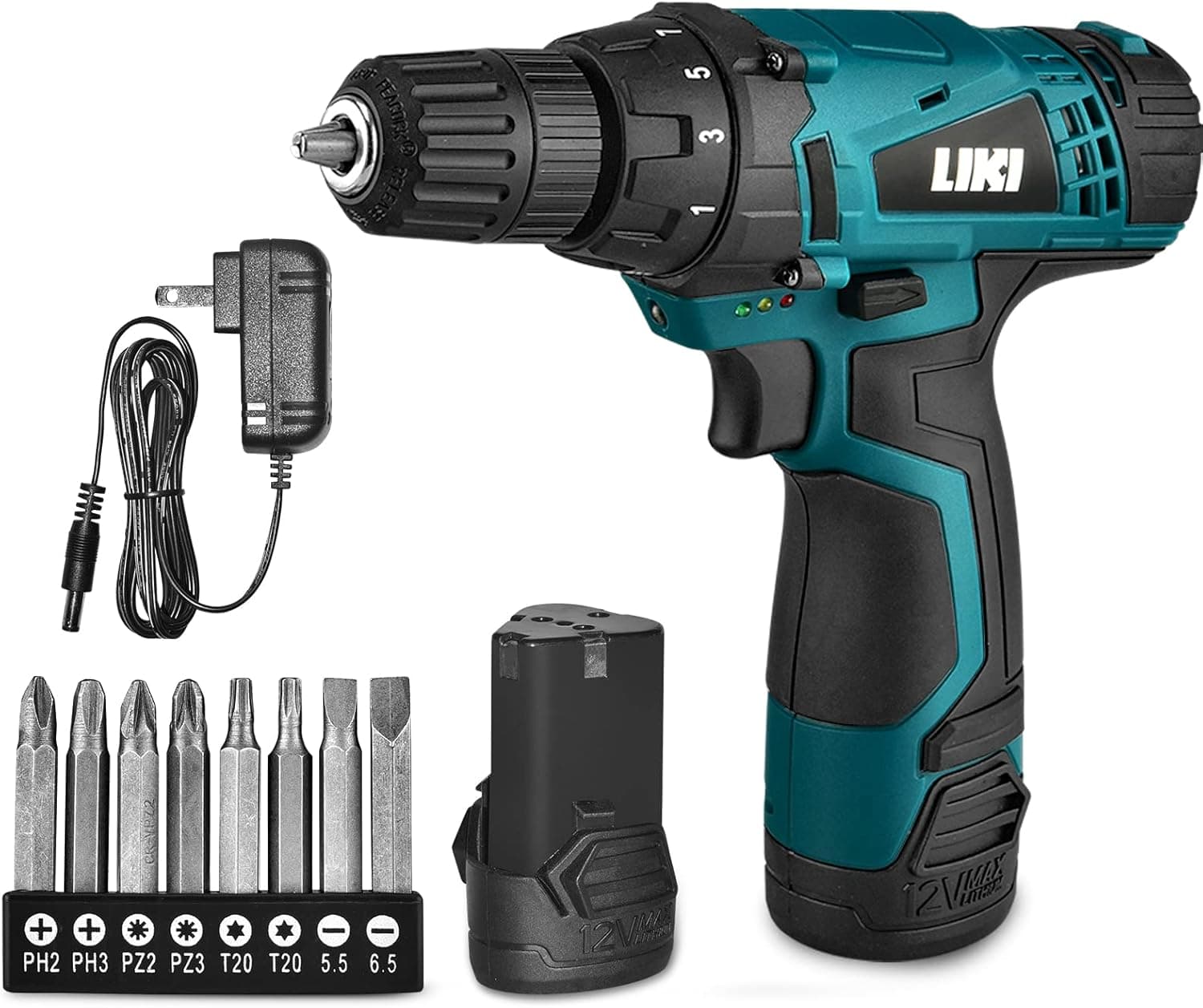 Electric Drilling Machine, Cordless Drilling Machine,12V Drill Driver with w/Li-ion Battery/Charger,For Torpedo Level, Wire Pliers for Wood, Furniture Installation