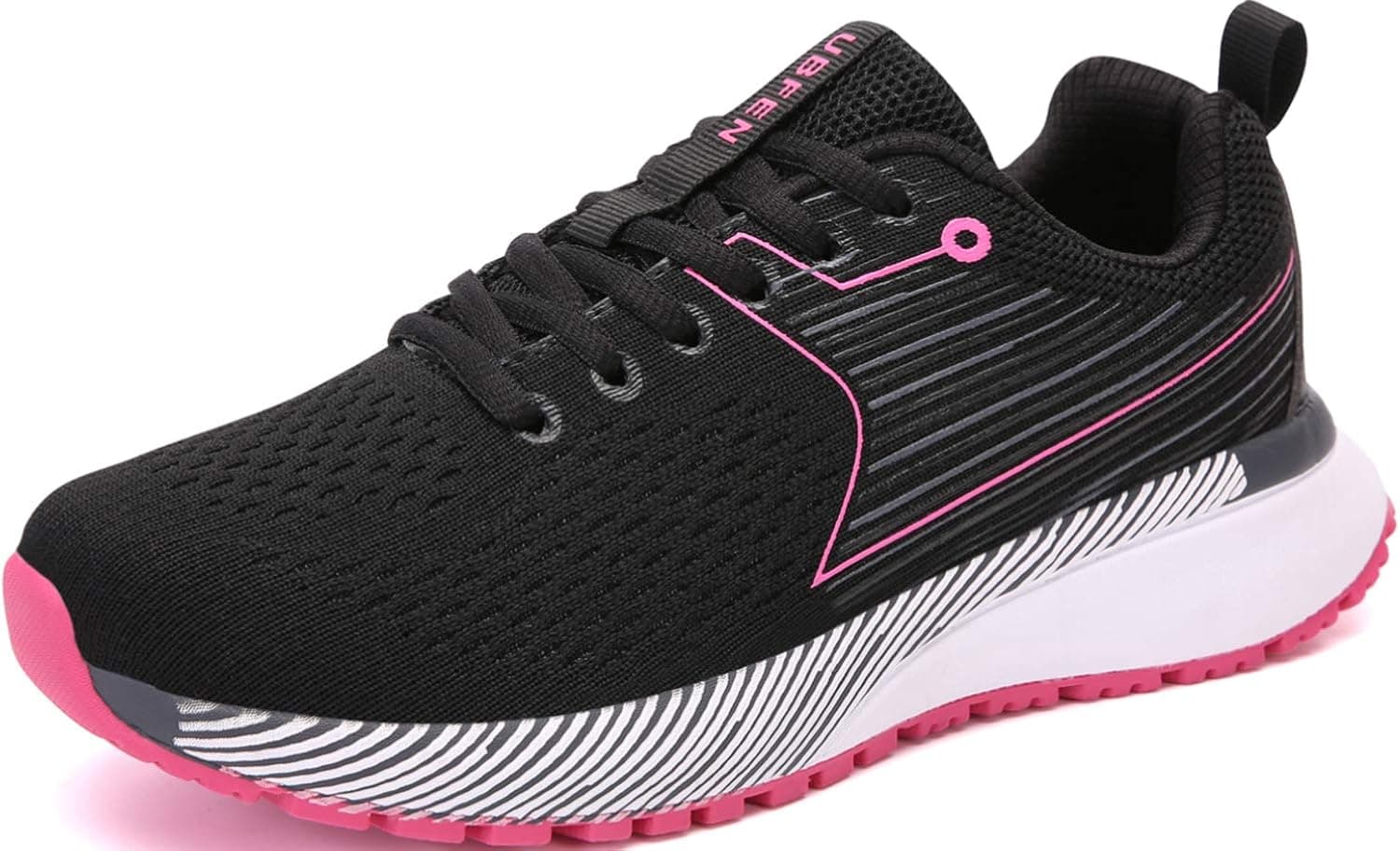 UBFEN Womens Sports Running Shoes Jogging Walking Fitness Athletic Trainers Fashion Sneakers Skateboarding 6 Women/5.5 Men Black Pink