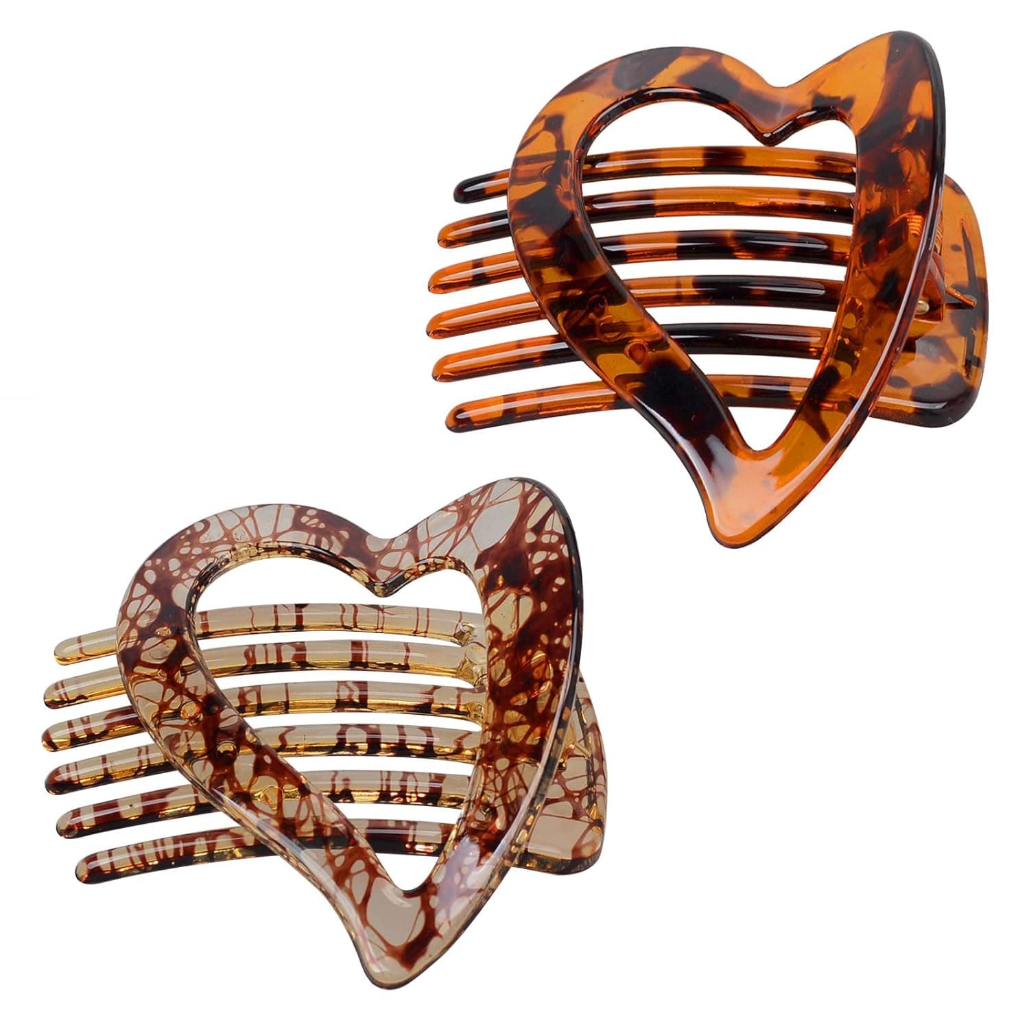 Umelyn 2 Pack Leopard Print Hair Clips,Resin Tortoise Shell Hair Pins for Women Girls,Heart Shape Hair Accessories for Bridal Wedding Party Valentine's Day