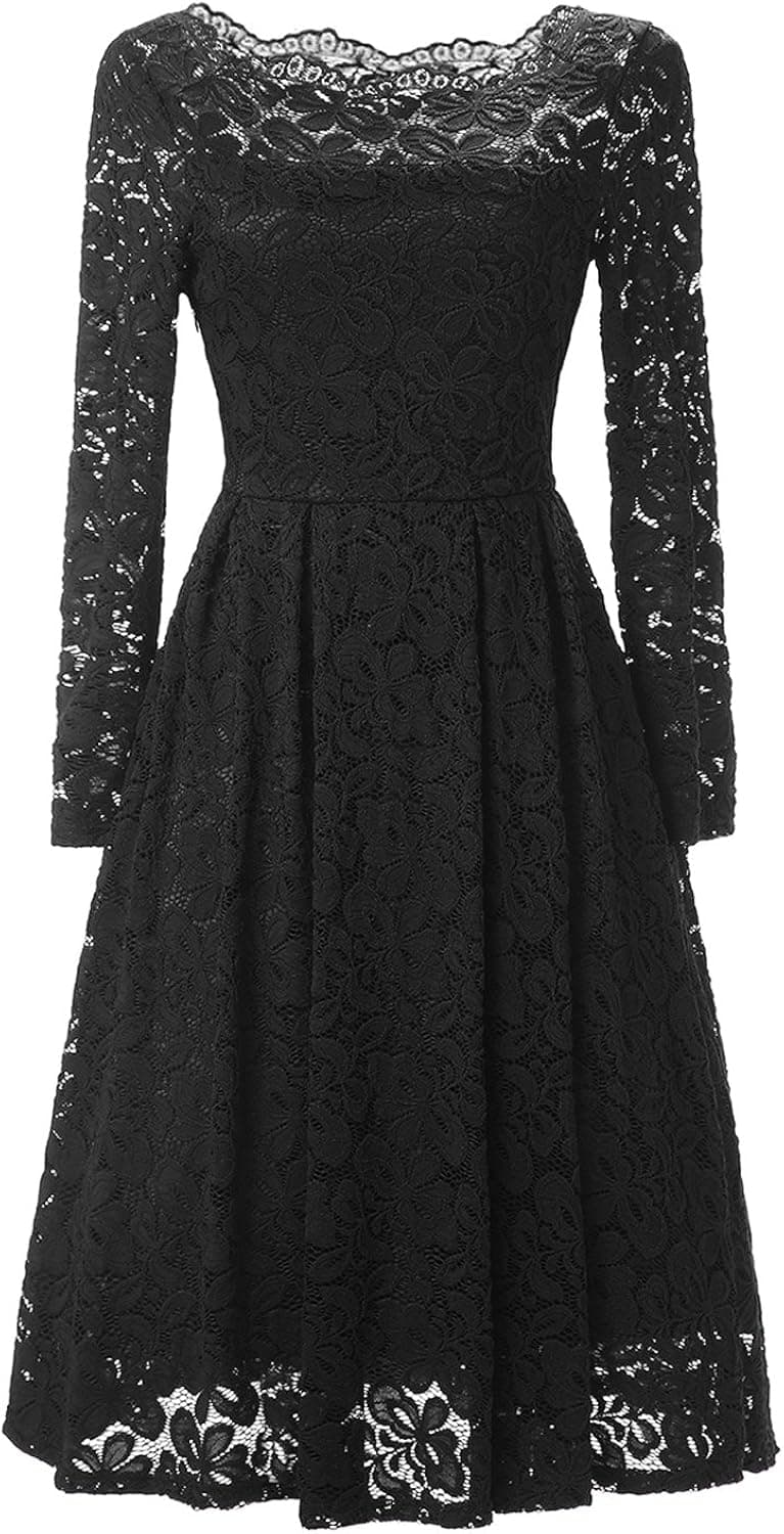 Viwenni Women's Vintage Floral Lace Cocktail Summer Swing Dress