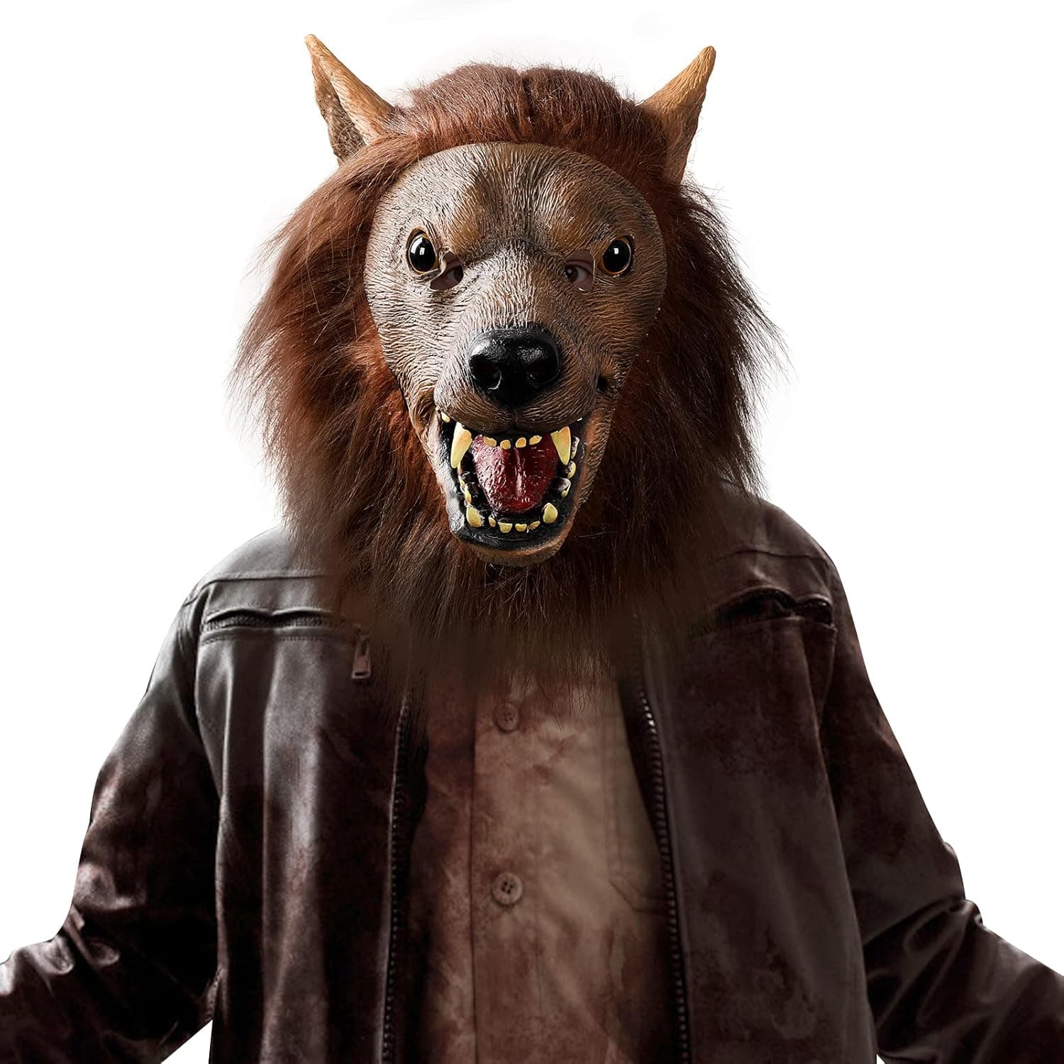 Pilntons Wolf Mask Adult Realistic Scary Werewolf Mask Animal Head Mask for Halloween Party Costume Cosplay