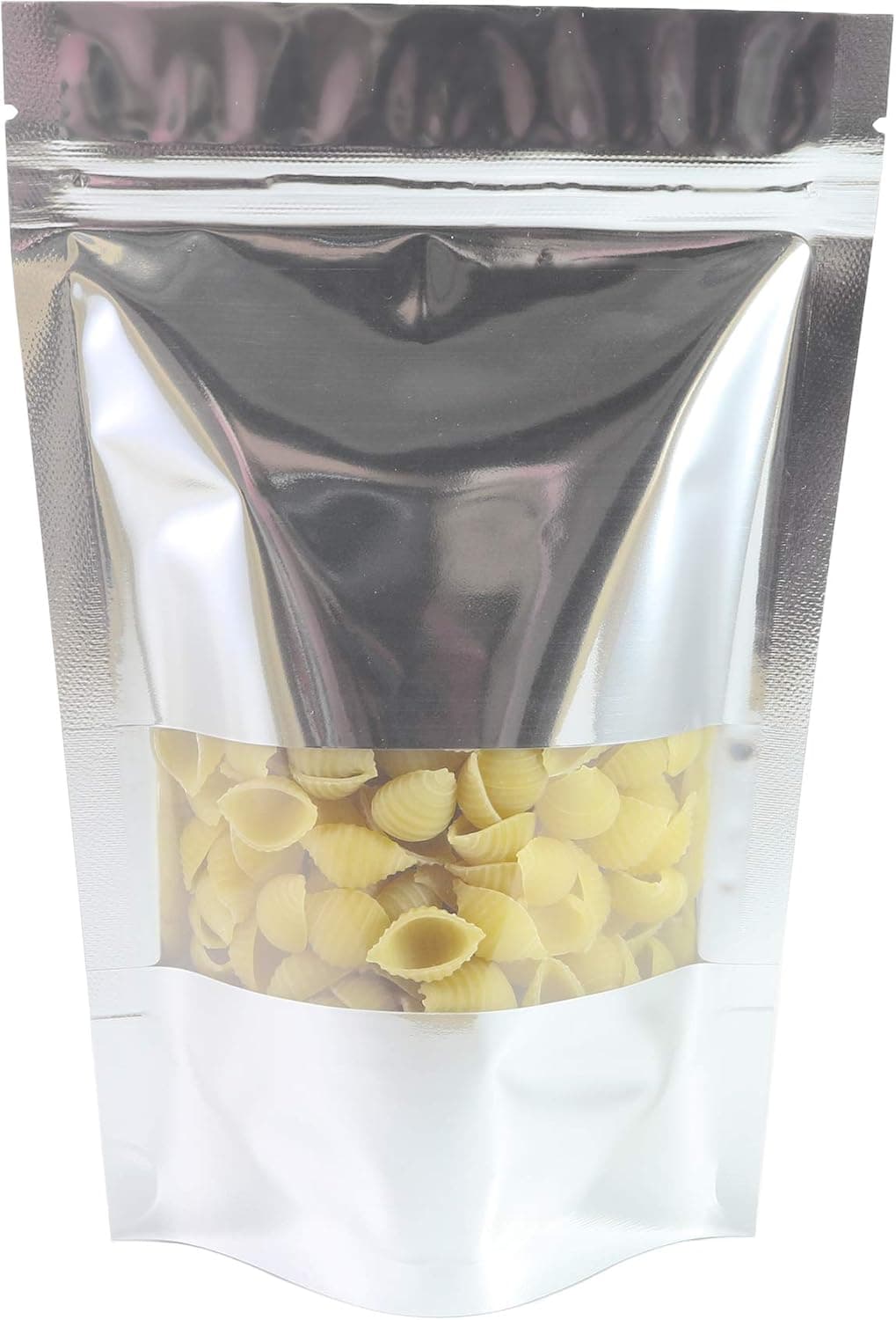 QQ Studio 100 Shiny Colored Aluminum Mylar Foil Clear Window Reclosable QuickQlick™ Stand-Up Bags (4" x 6", Silver)