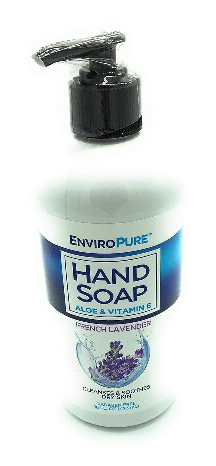 EnviroPure French Lavender Hand Soap, Aloe & Vitamin E, Cleanses and Soothes Dry Skin, French Lavender, 16 Fl Oz