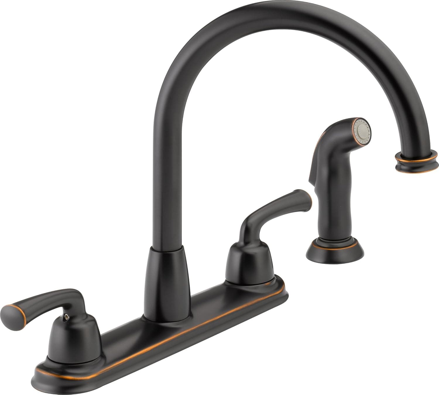 Delta 21916-OB Two Handle Kitchen Faucet with spray, Oil Bronze