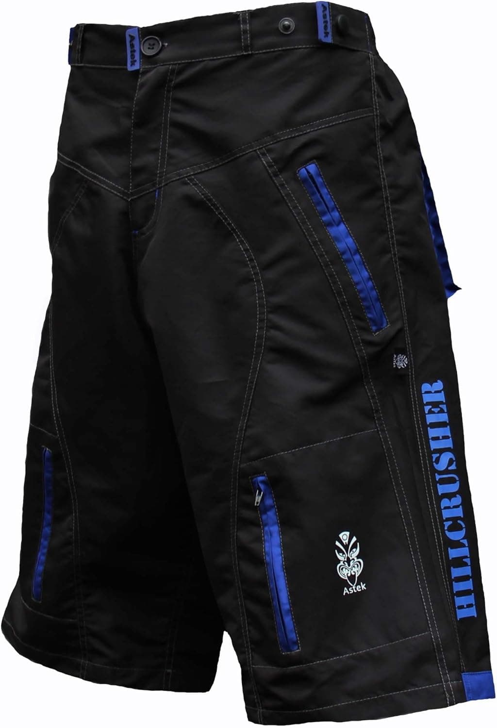 Astek Men's Hillcrusher MTB BMX Baggy Padded Mountain Bike Shorts (Blue/Black, Large)