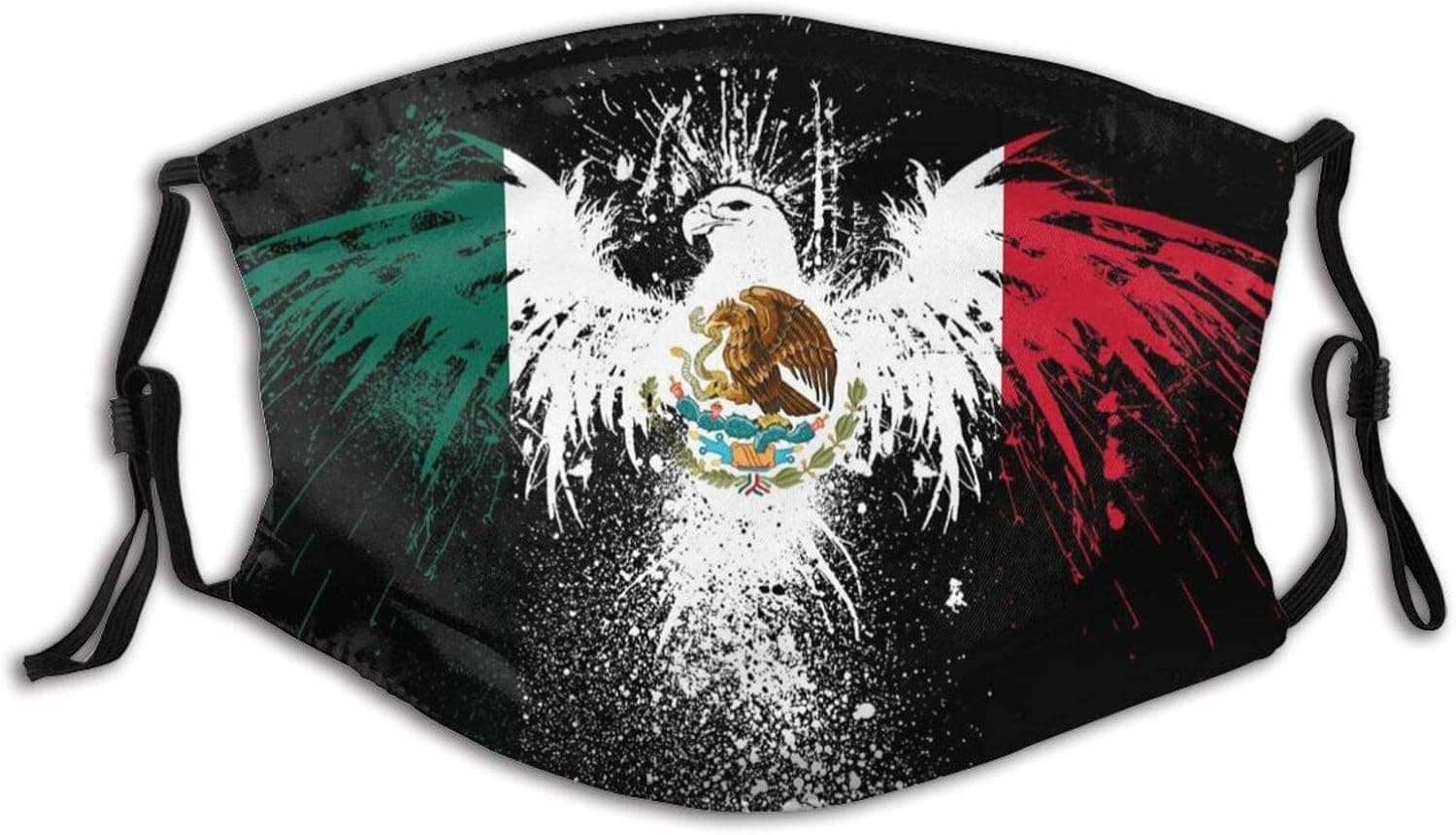 Mexican Flag Eagle Patriotic Fashion Face Mask With Filter Pocket Washable Face Bandanas Dust-Proof Balaclava Reusable Fabric Mask For Men Women