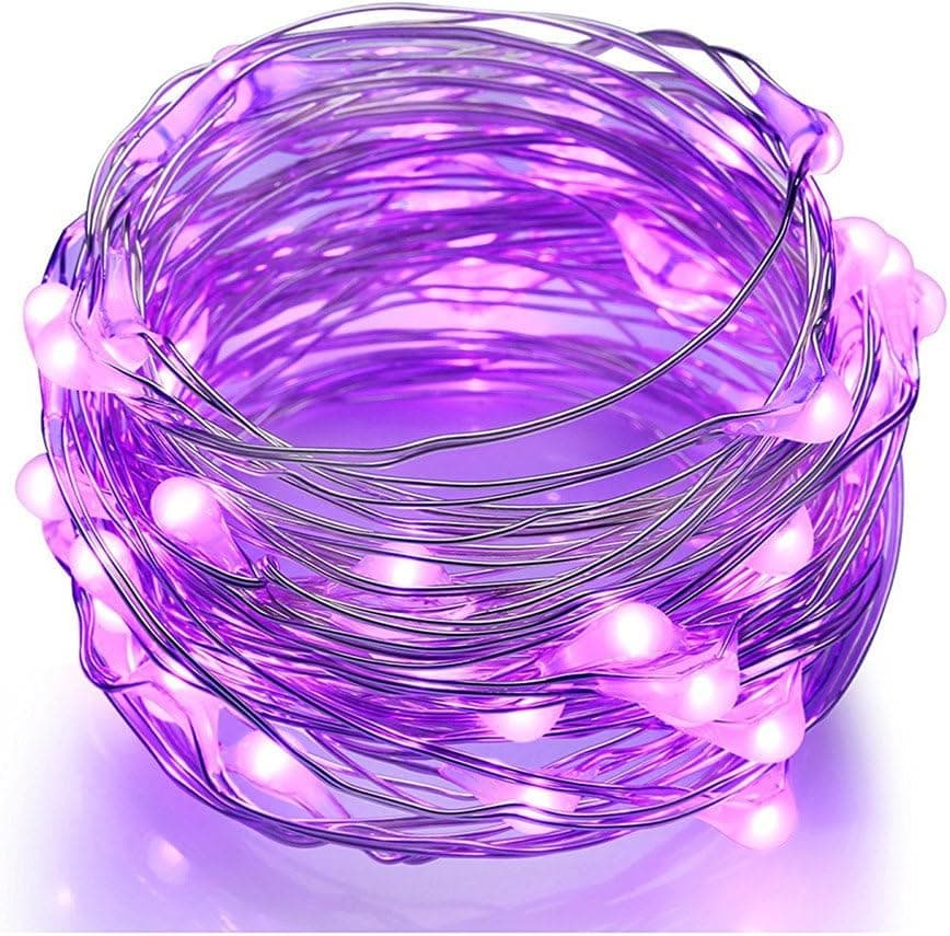 BZONE Led String Starry Light Silver Coated Copper Wire Lights Battery Operated powered Decorative Lights(30 Leds, Purple, 10FT)