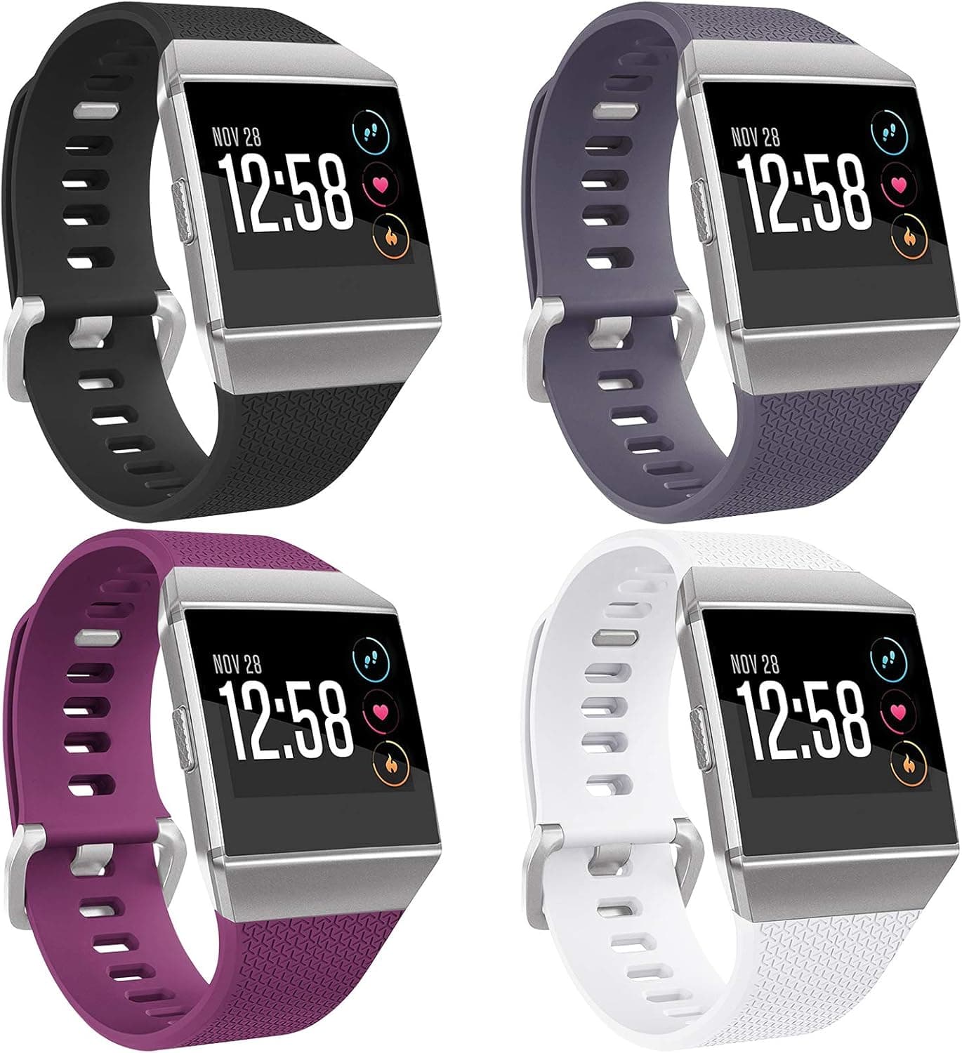 Jobese Compatible with Fitbit Ionic Bands, 4-Pack Sport Accessory Replacement Wristbands Compatible with Fitbit Ionic Bands for Men Women, Large Small
